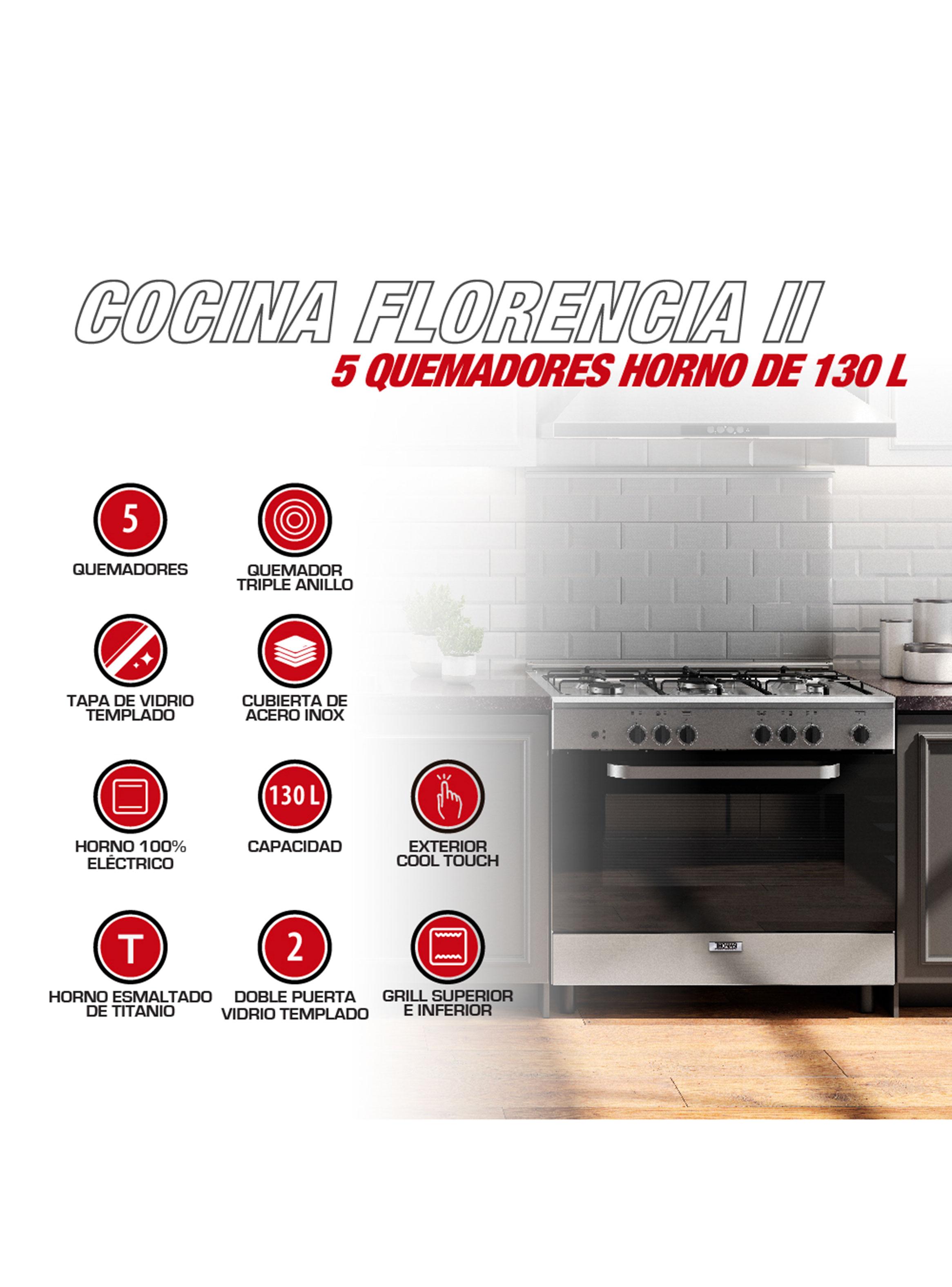 Cocina a Gas 5 Quemadores Florencia 2 Gris-4