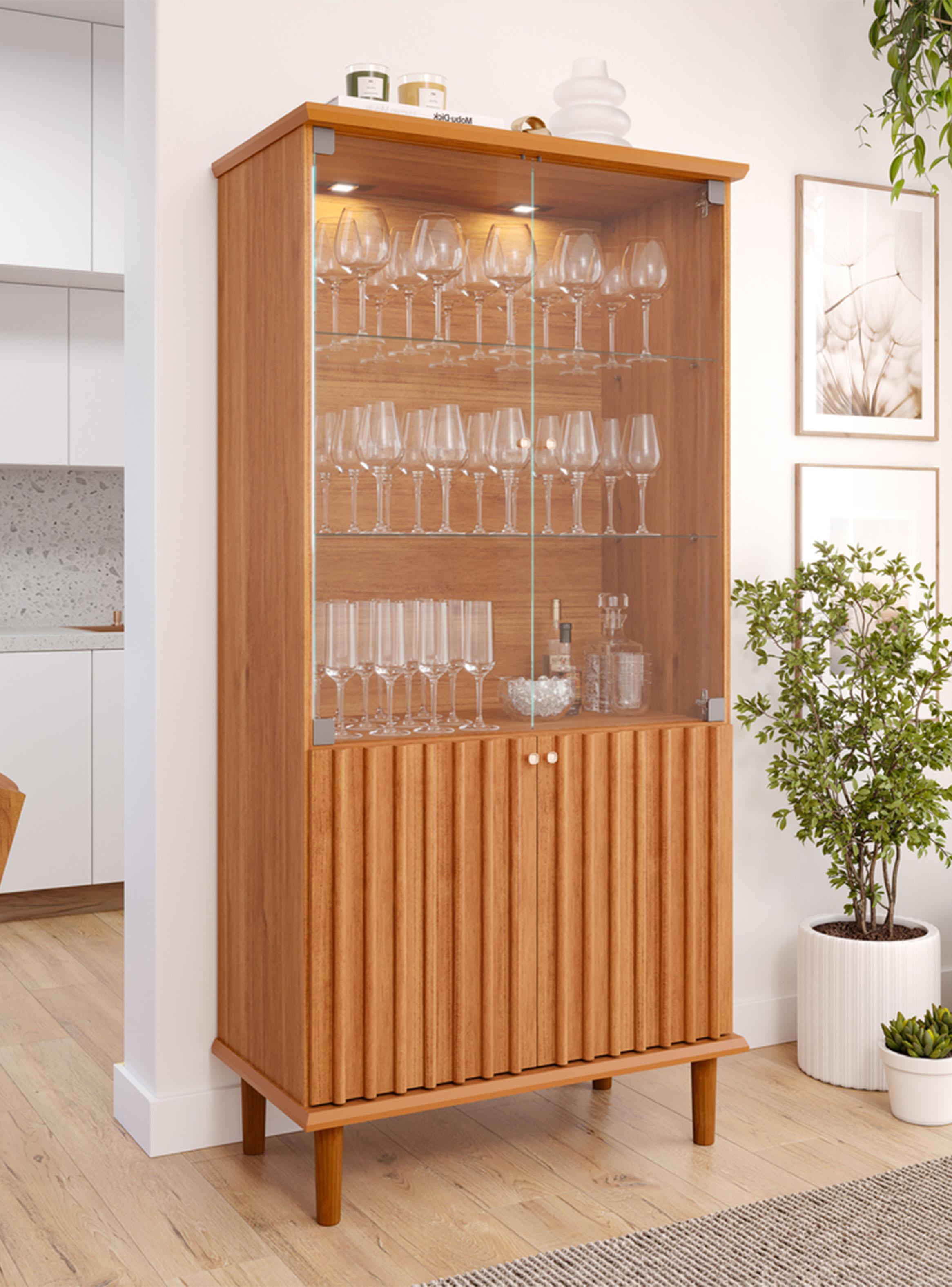 Vitrina 2 Puertas Vidrio 85 cm. Luiza Off White/Cinamomo-3