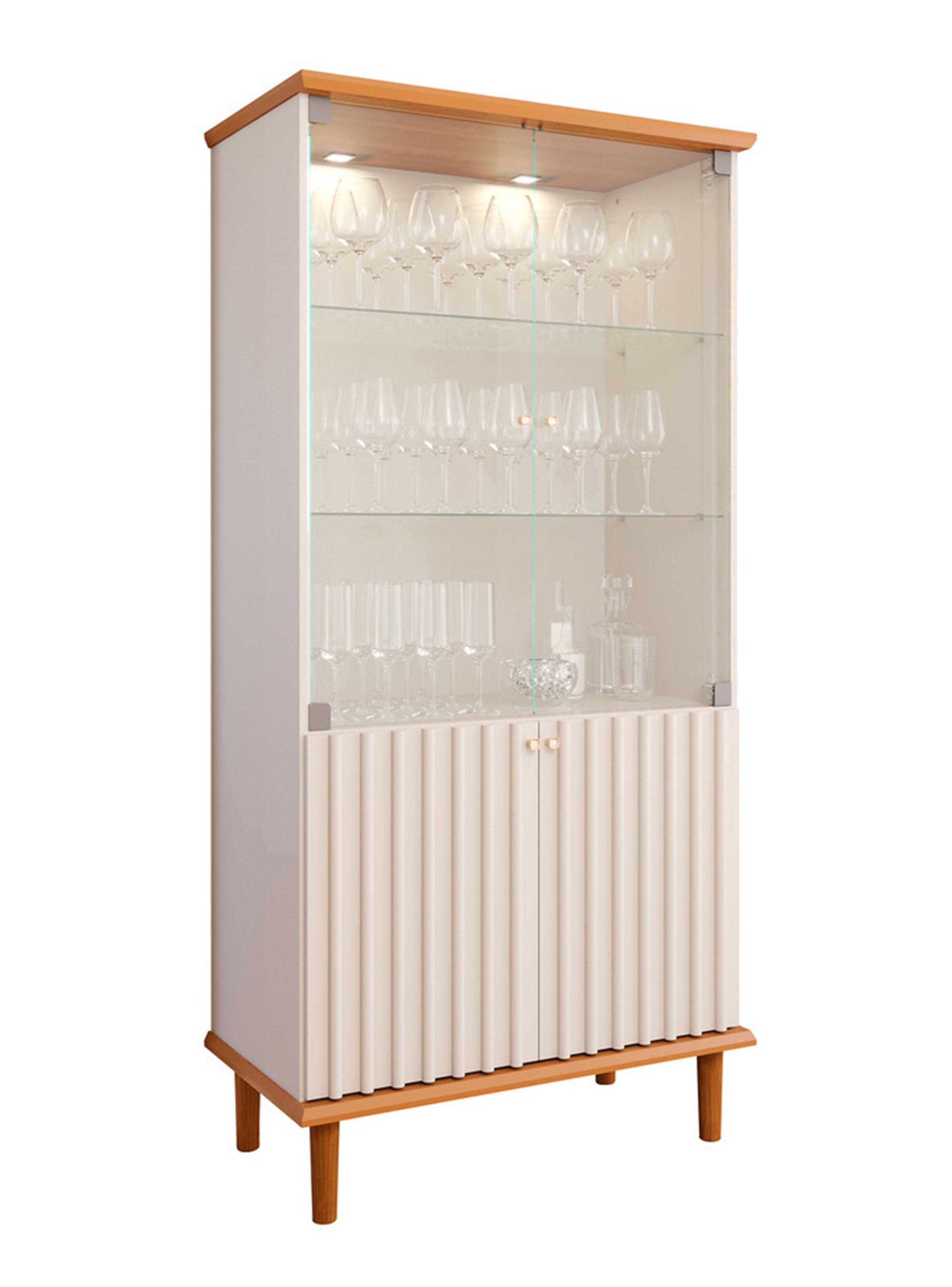 Vitrina 2 Puertas Vidrio 85 cm. Luiza Off White/Cinamomo-0