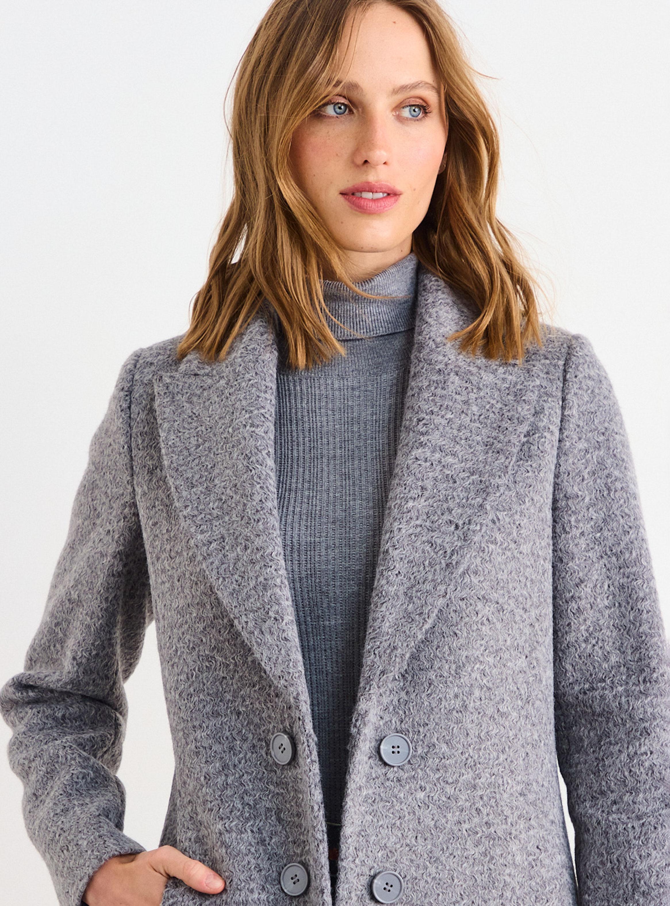 Abrigo Chaquetón Liso Botón Regular-3