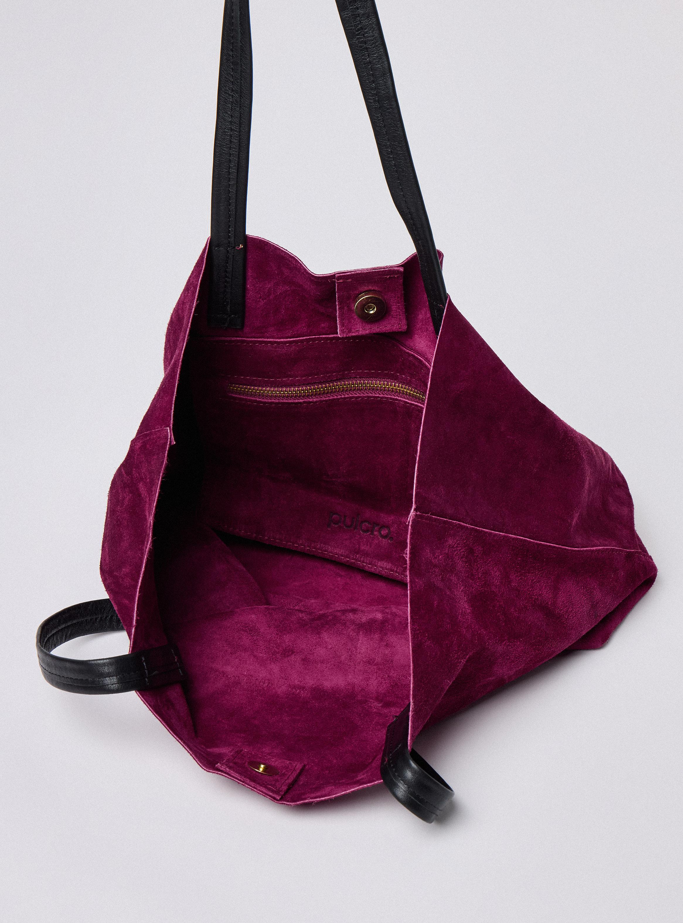 Cartera de Hombro Gamuza y Tirantes Cuero-3