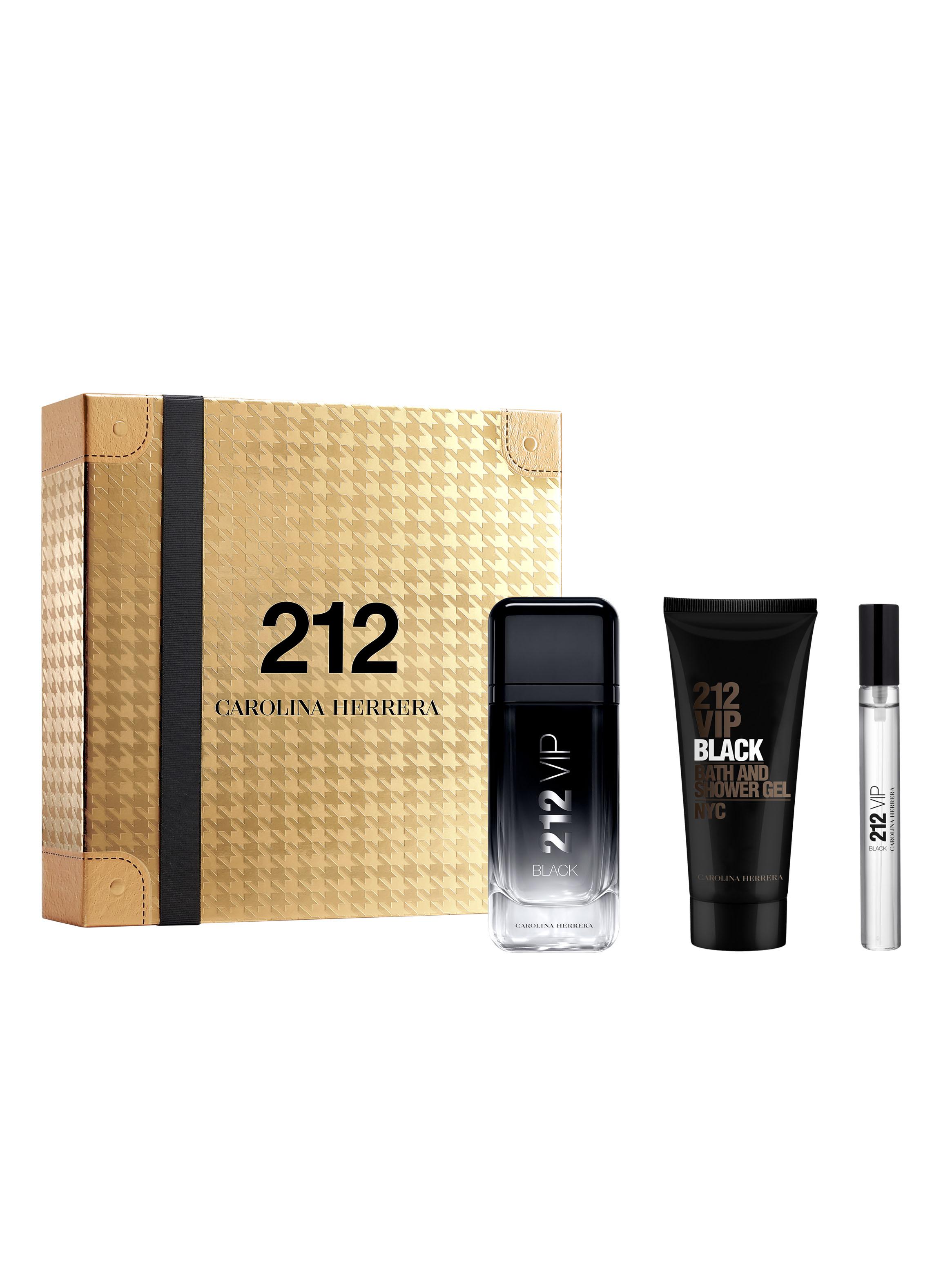 Set Perfume 212 VIP Black EDP Hombre 100 ml + Gel de Baño 100 ml + EDP 10 ml-0