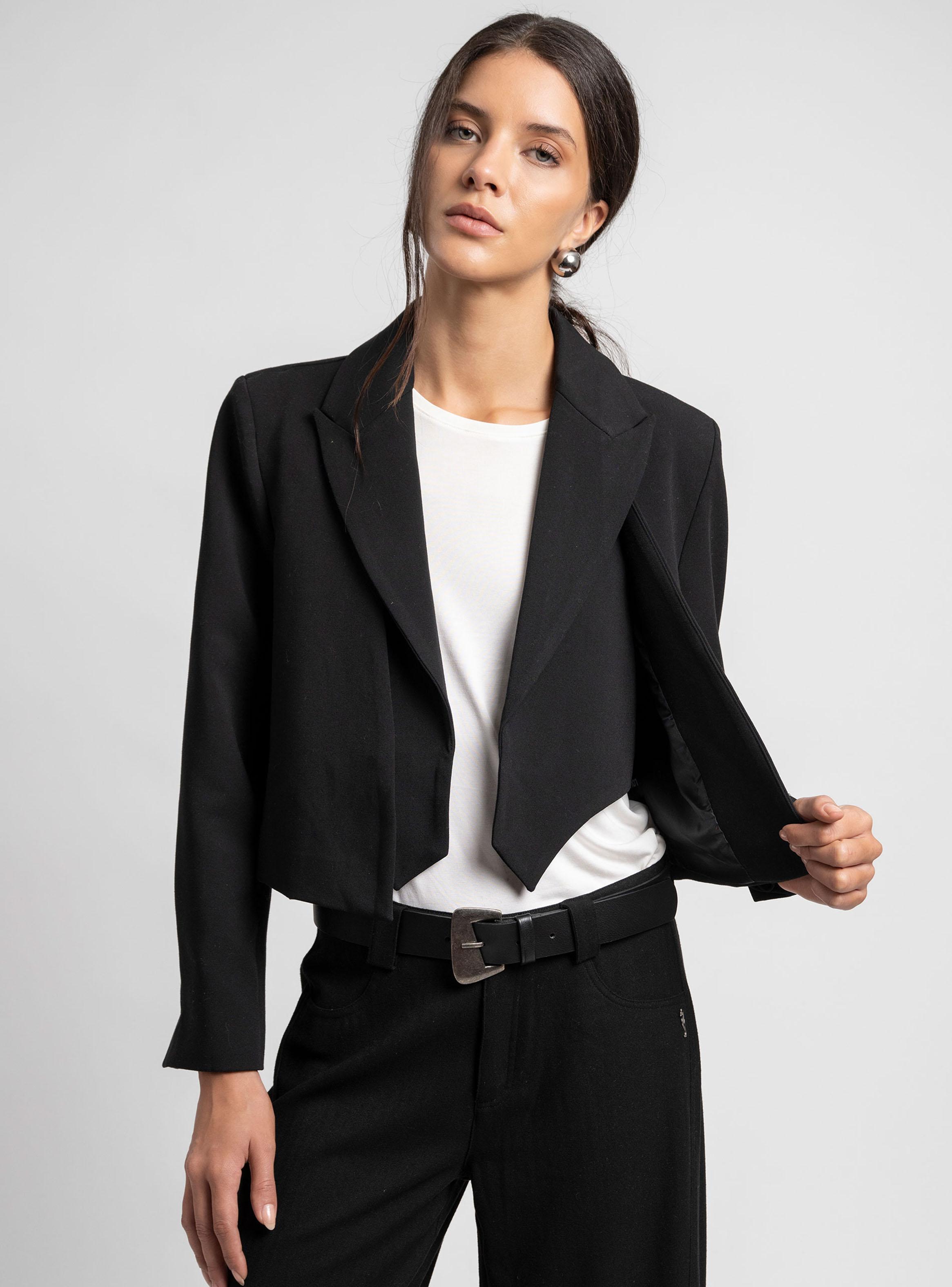 Blazer Crop Efecto Doble Capa-2