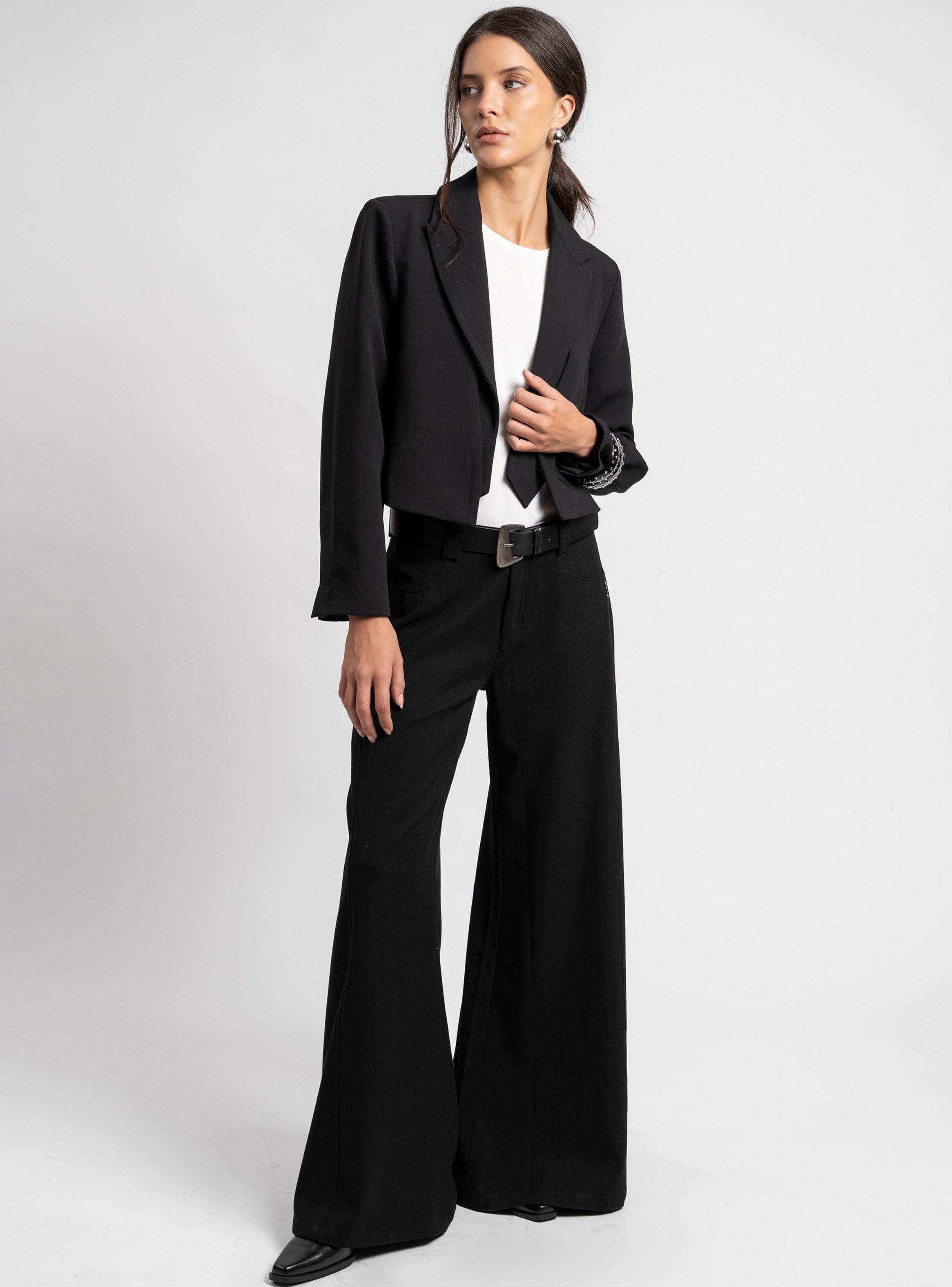 Blazer Crop Efecto Doble Capa-5