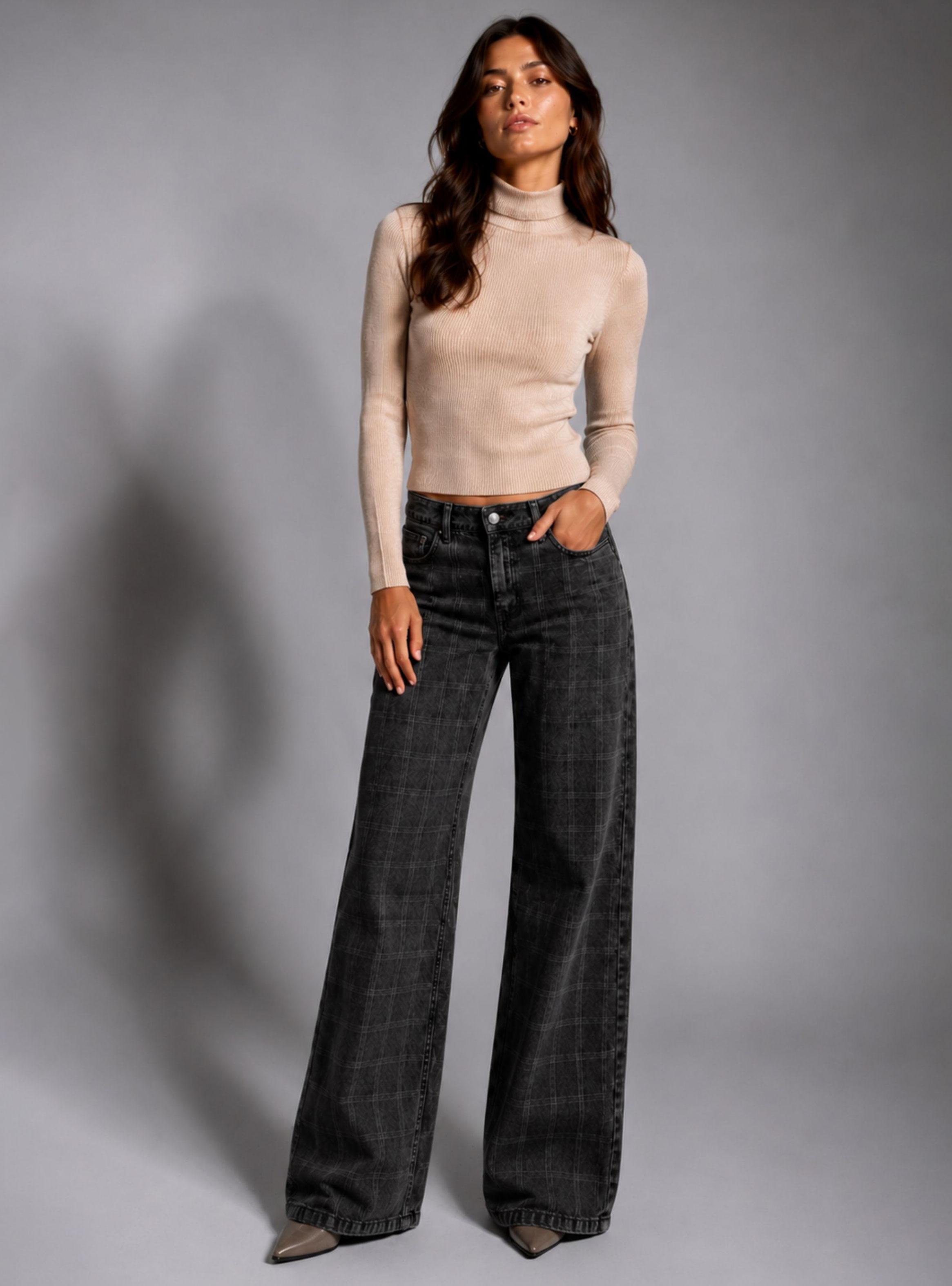 Jeans Wide Leg Checks-3