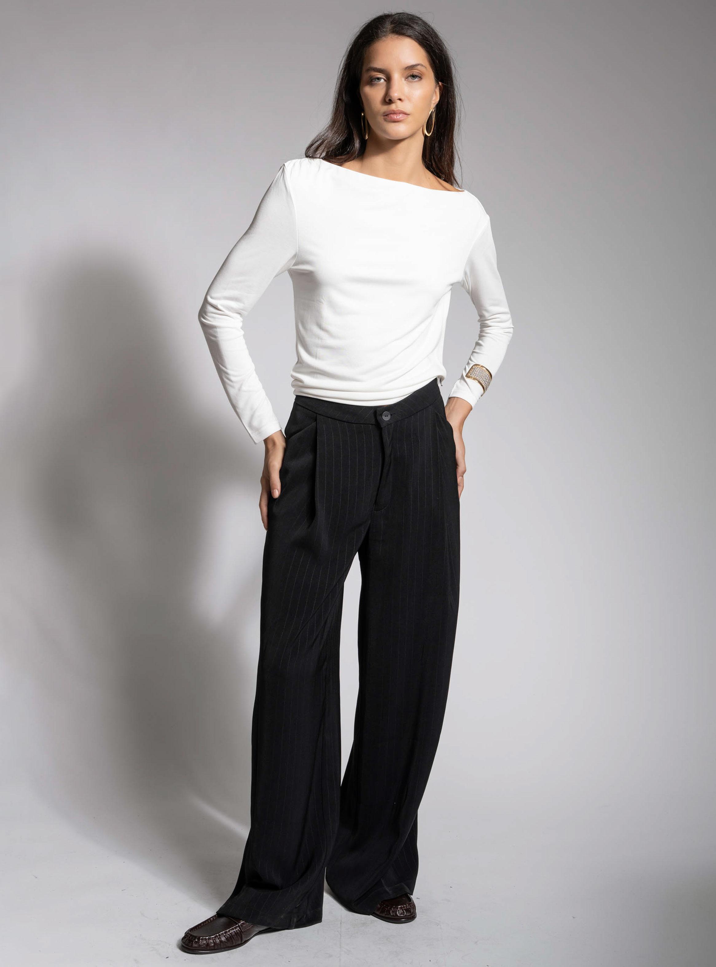 Pantalón Sastrero Líneas Wide Leg-5