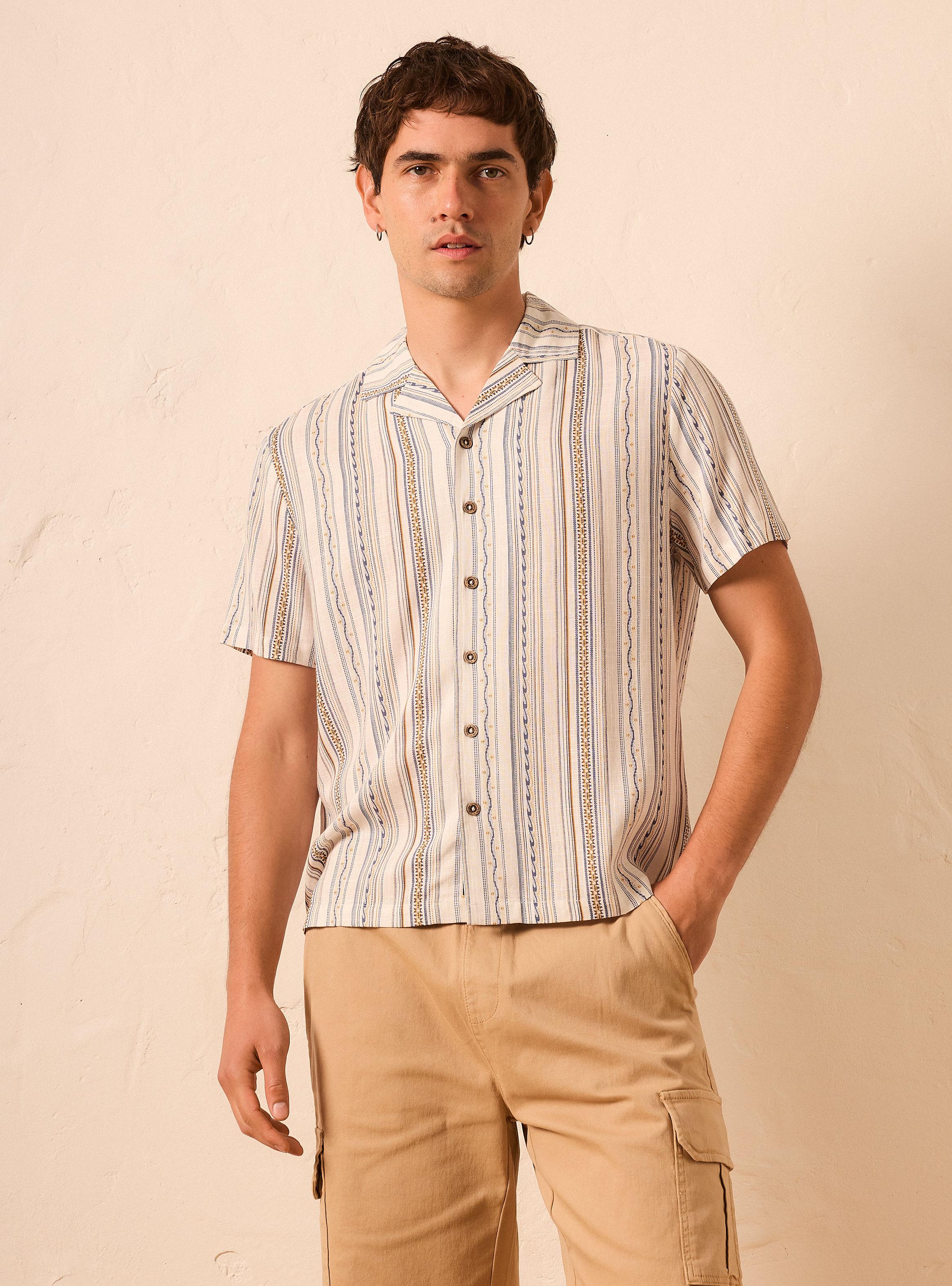 Camisa Estampado Líneas Relaxed Fit-0