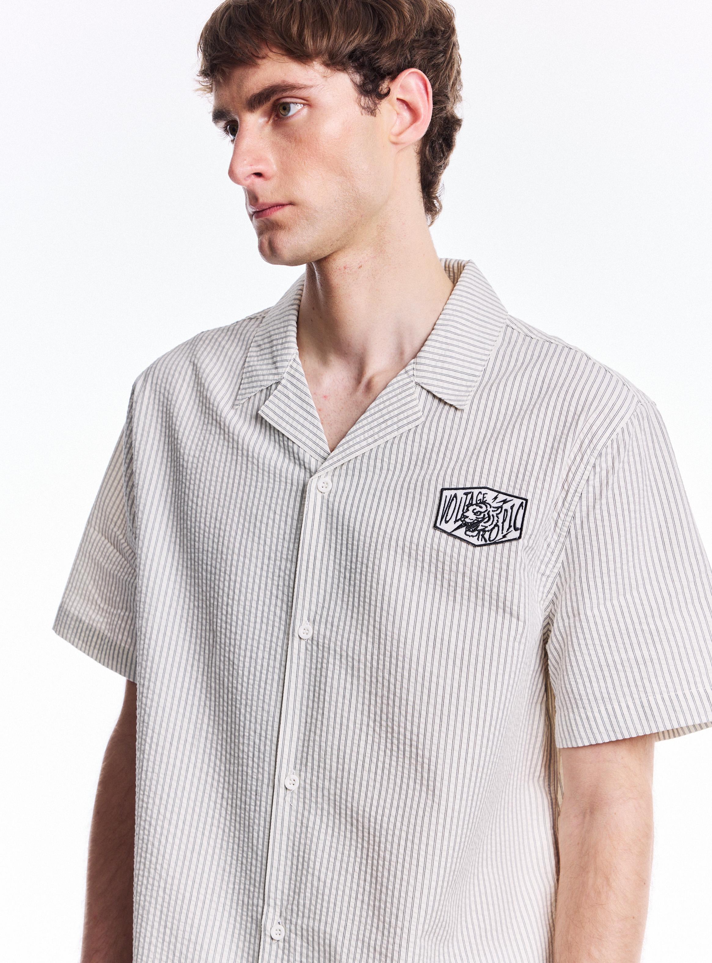 Camisa Algodón a Rayas con Textura-2