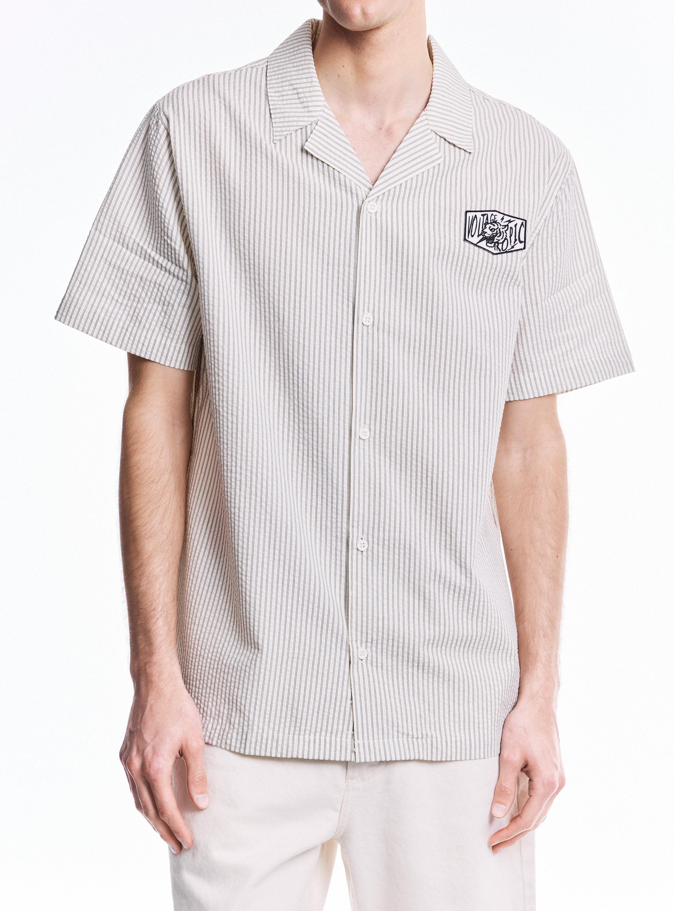 Camisa Algodón a Rayas con Textura-3