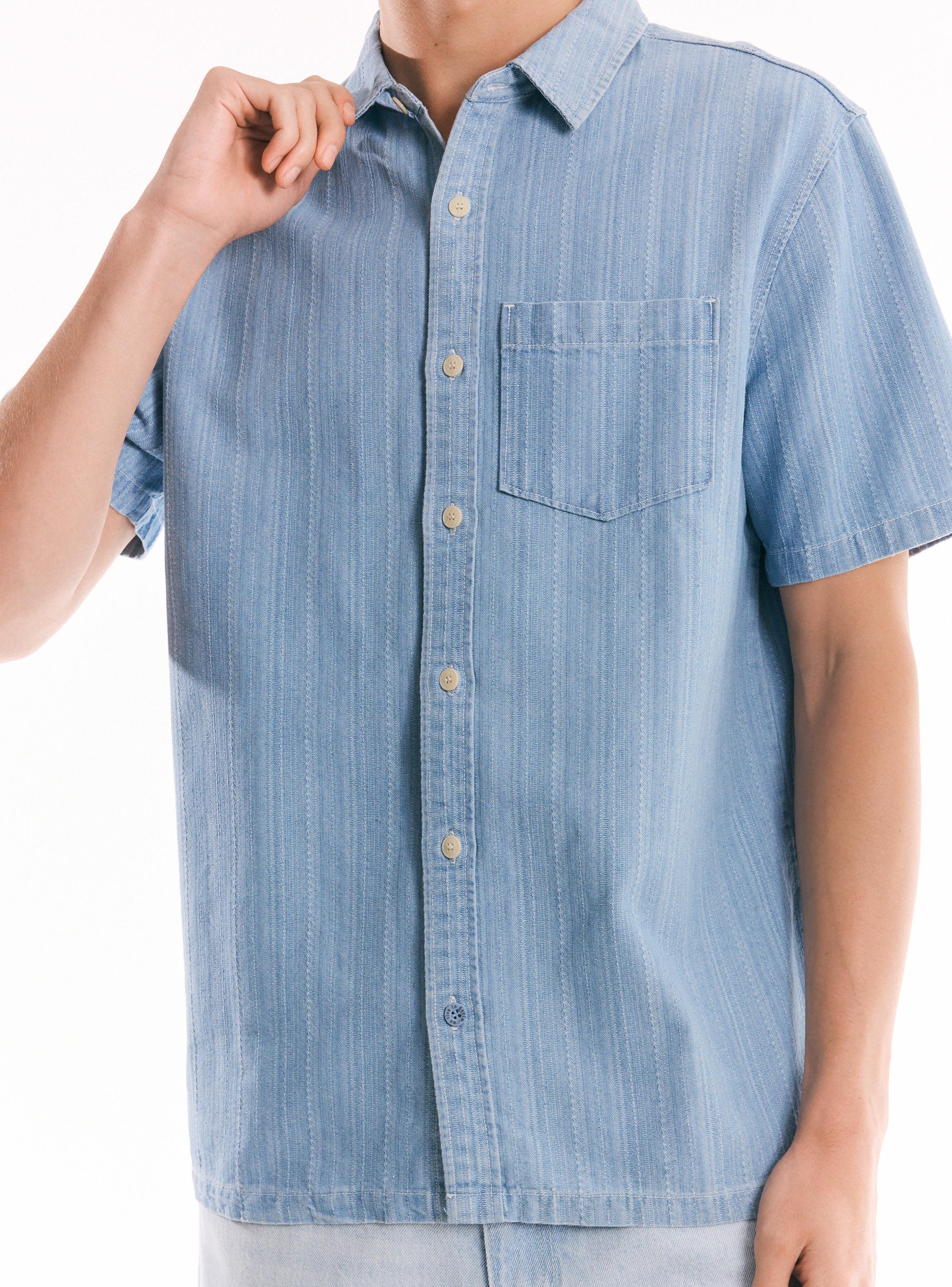 Camisa Algodón con Textura de Rayas-3