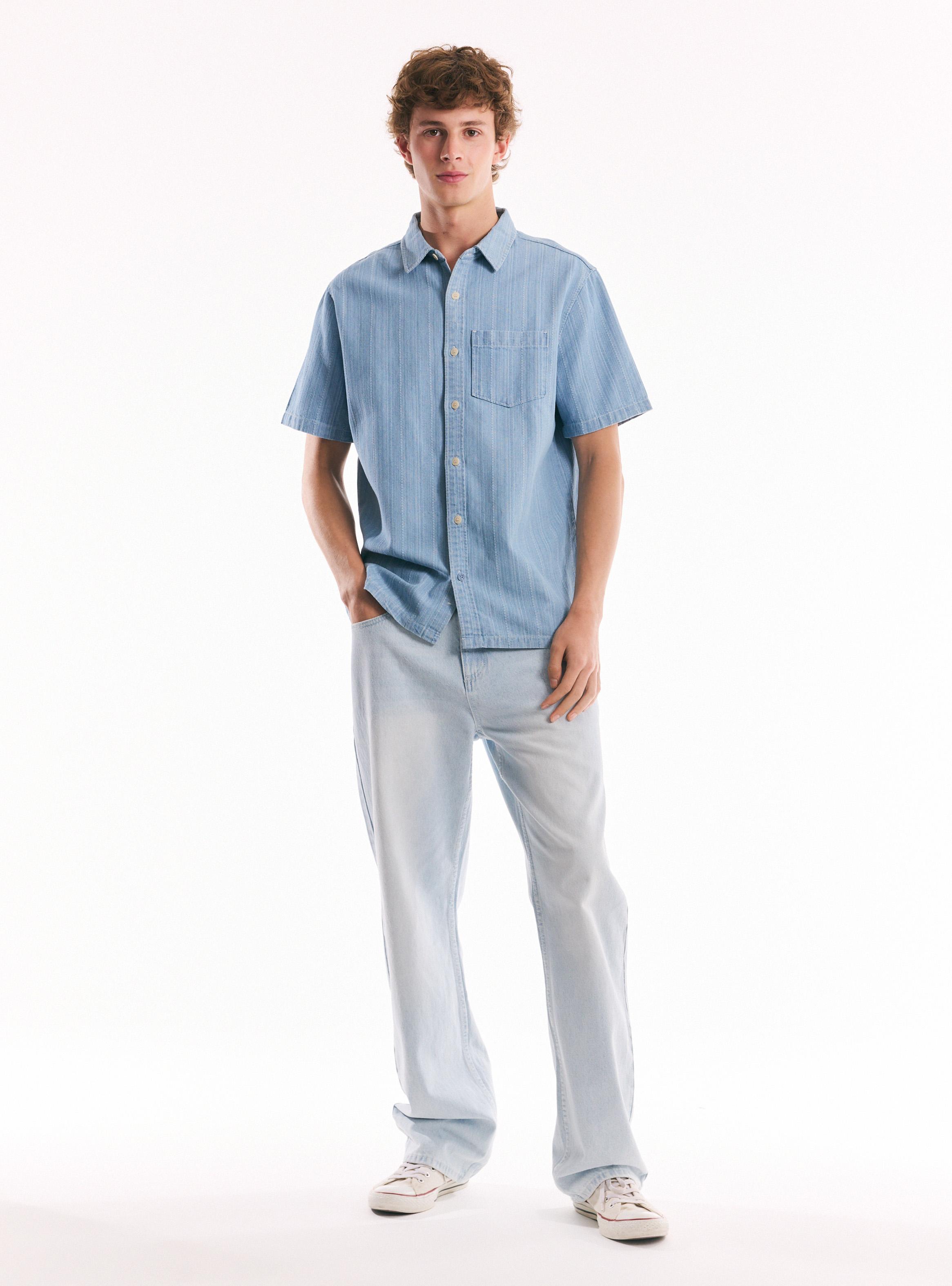 Camisa Algodón con Textura de Rayas-4
