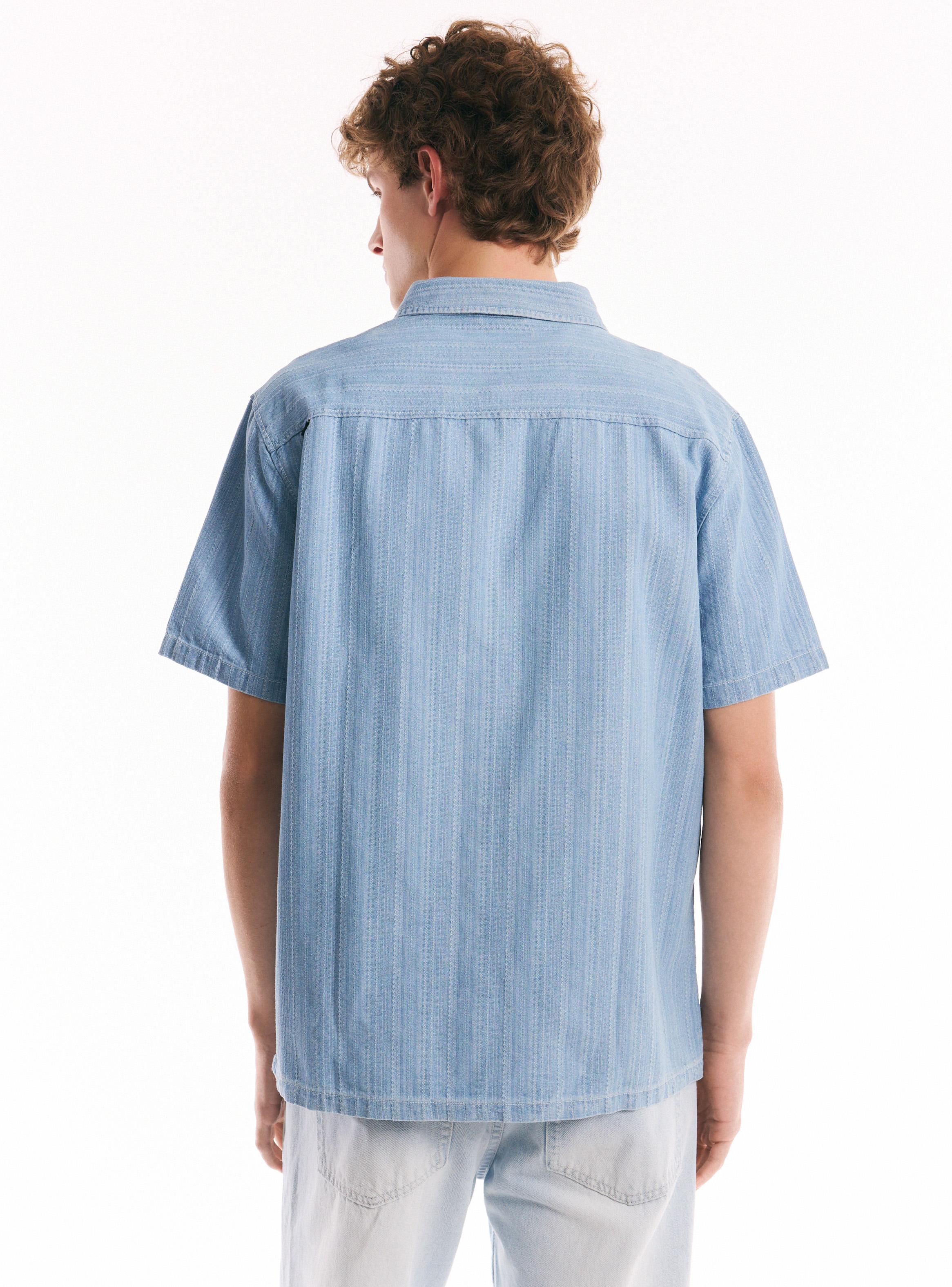 Camisa Algodón con Textura de Rayas-1