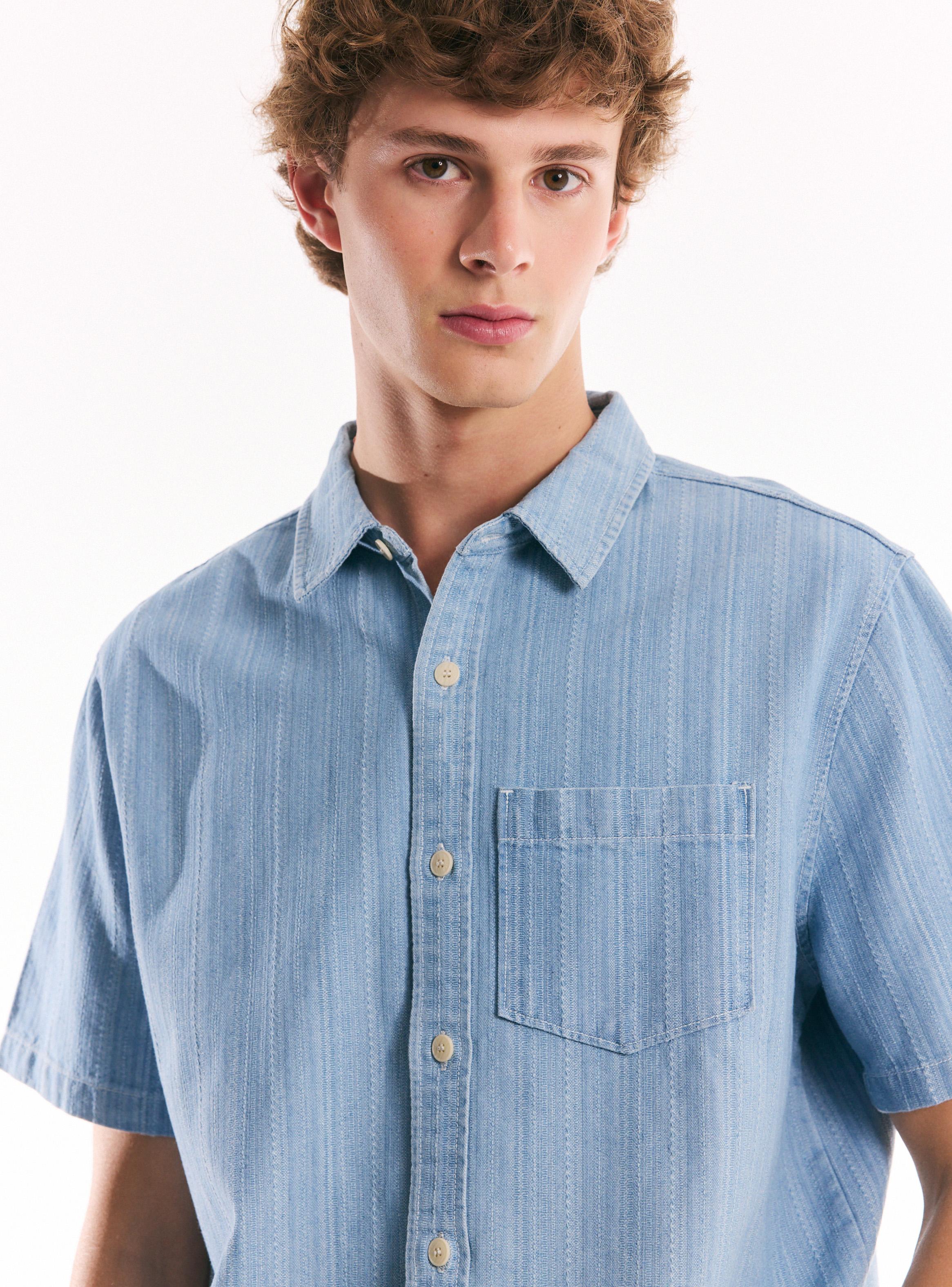 Camisa Algodón con Textura de Rayas-2