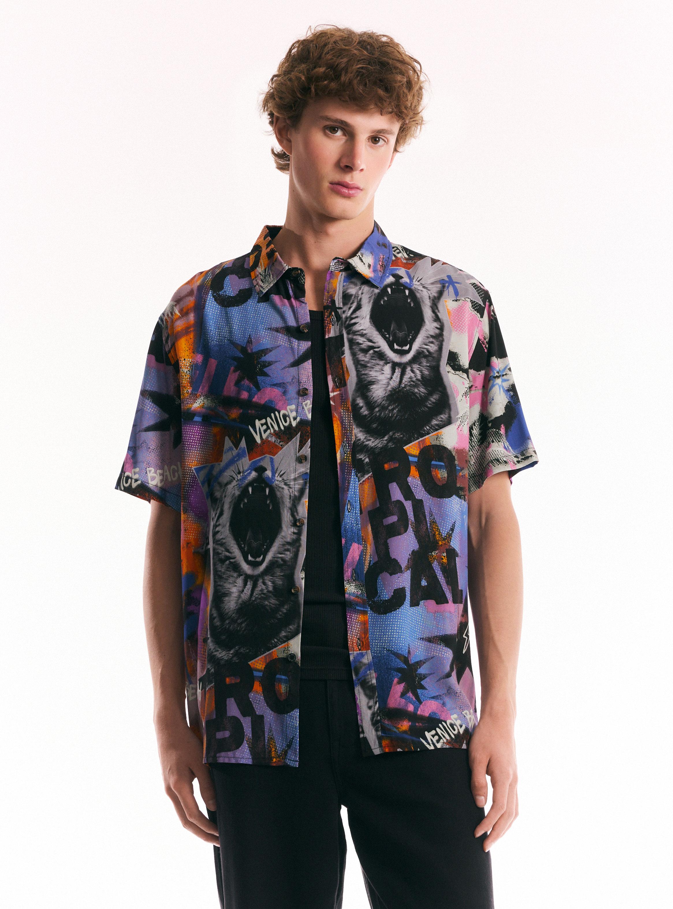Camisa en Viscosa Estampada-0