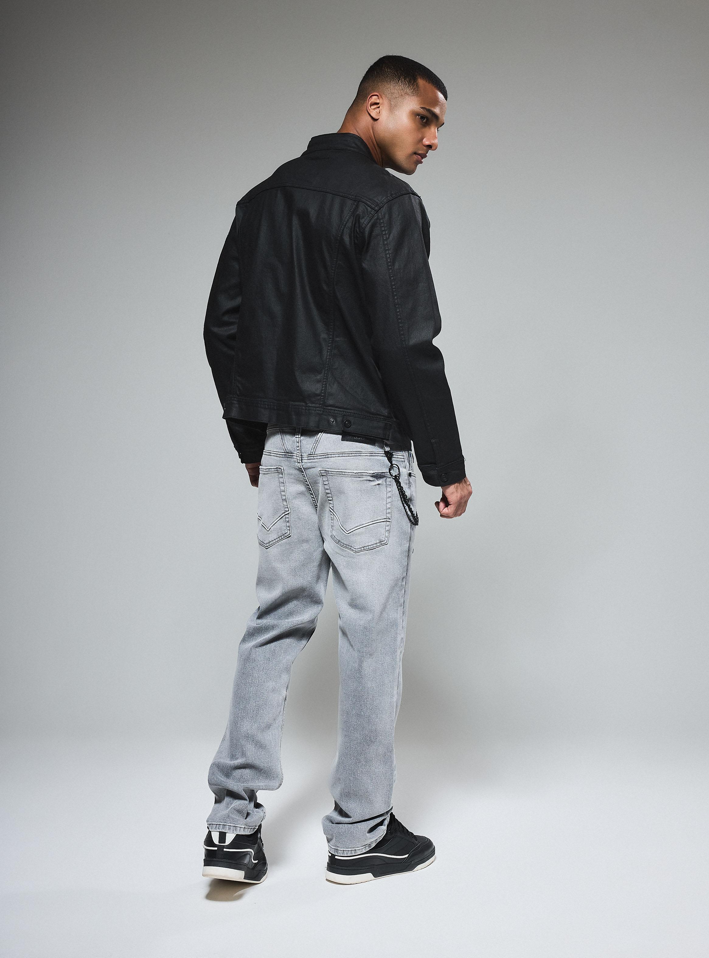 Chaqueta Biker Jeans Coated Regular Fit-5