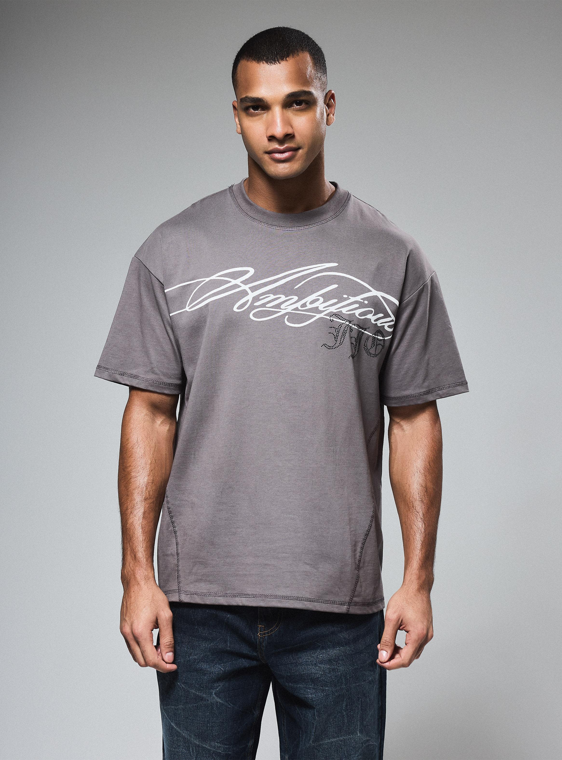 Polera Estampado Texto Frontal Manga Corta-0