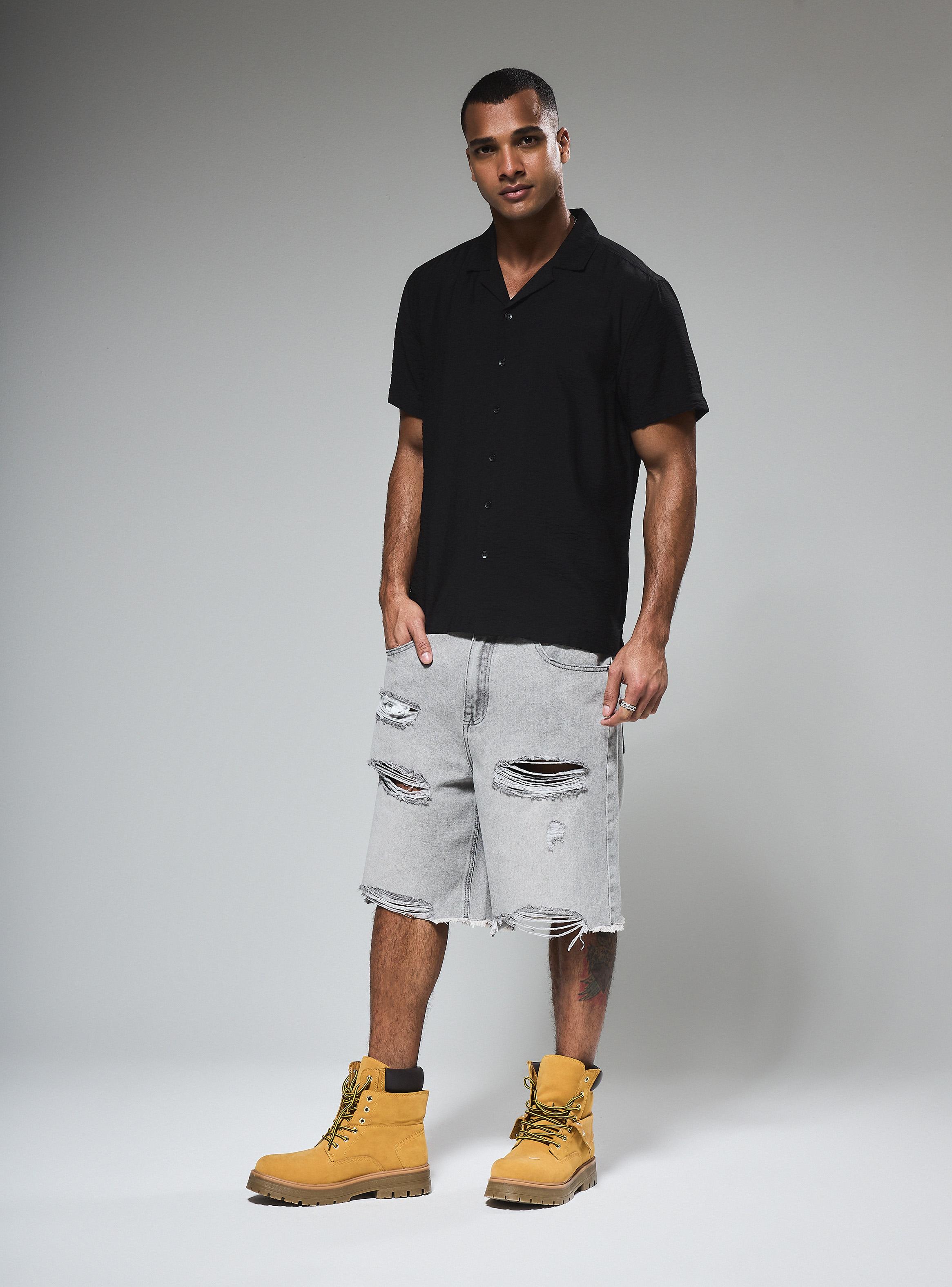 Short Roturas Grandes Regular Fit Medio-4