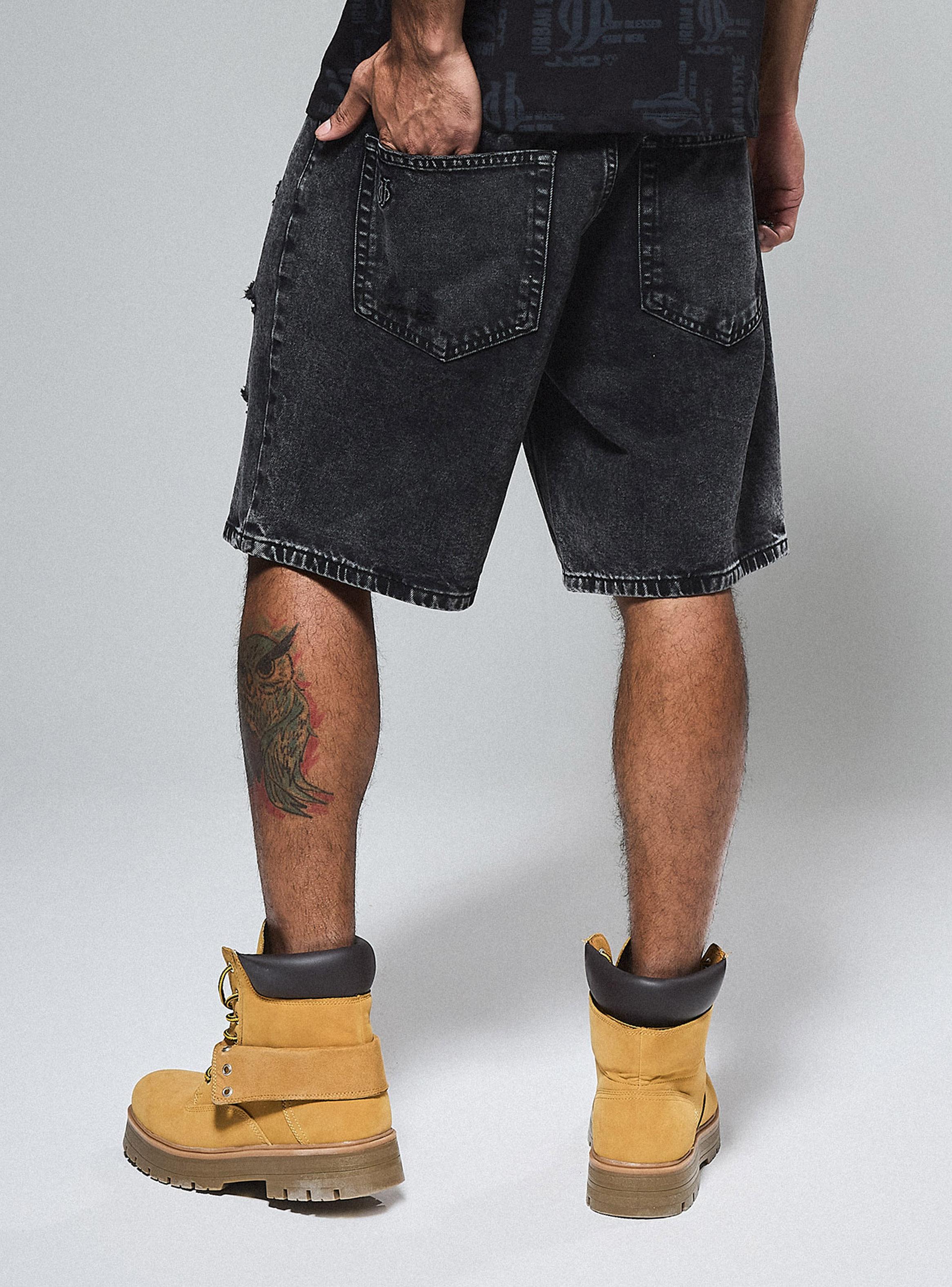 Short Roturas con Lavado Gravillado Regular Fit-1
