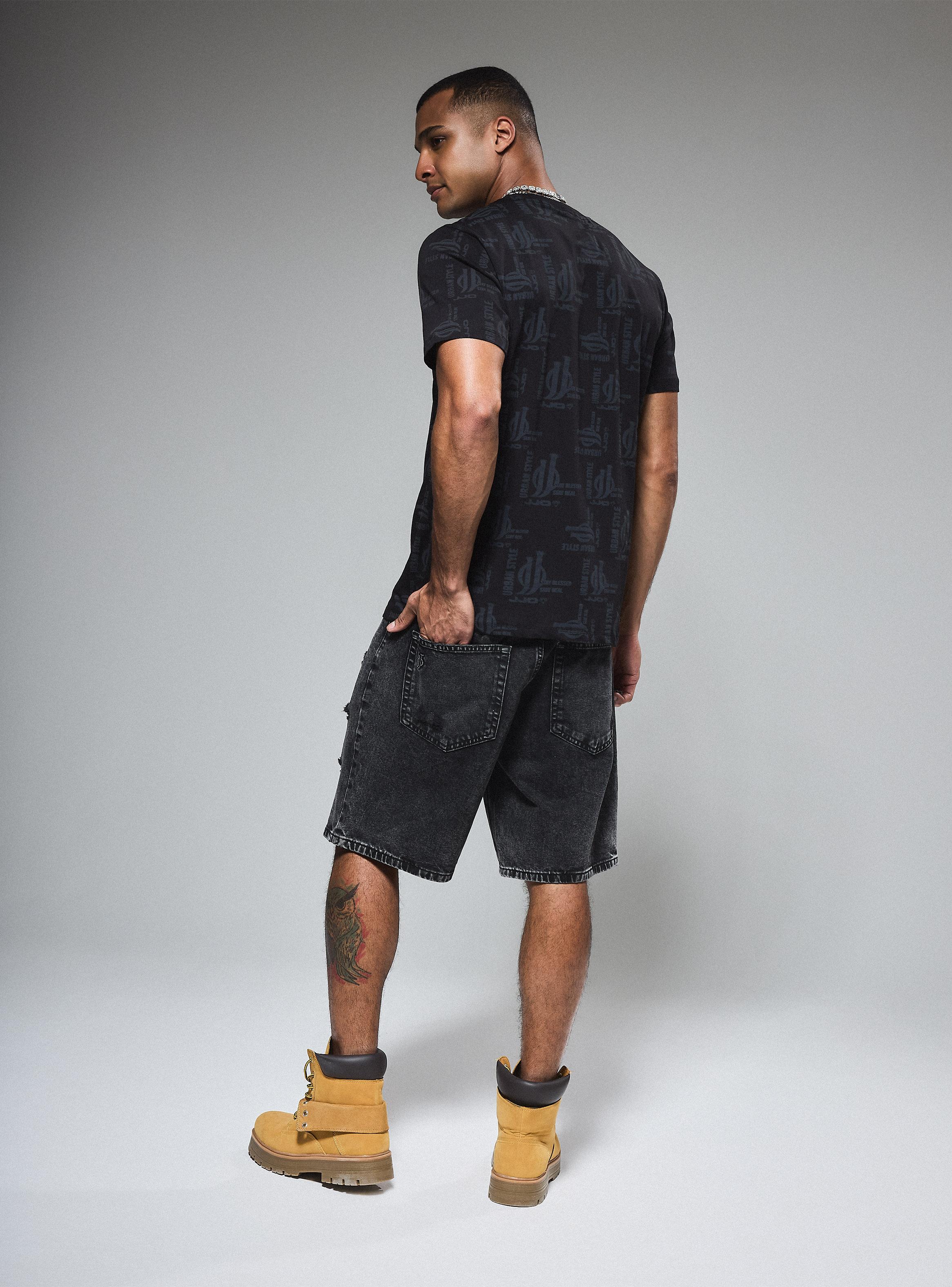Short Roturas con Lavado Gravillado Regular Fit-5