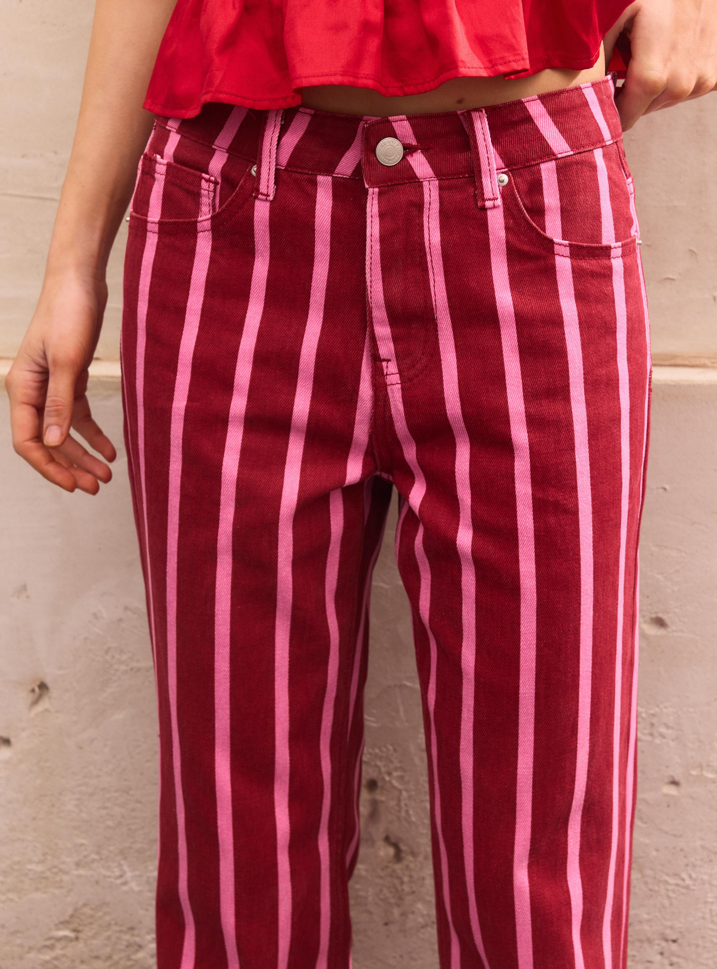 Jeans Straight Tiro Alto Rayado-2