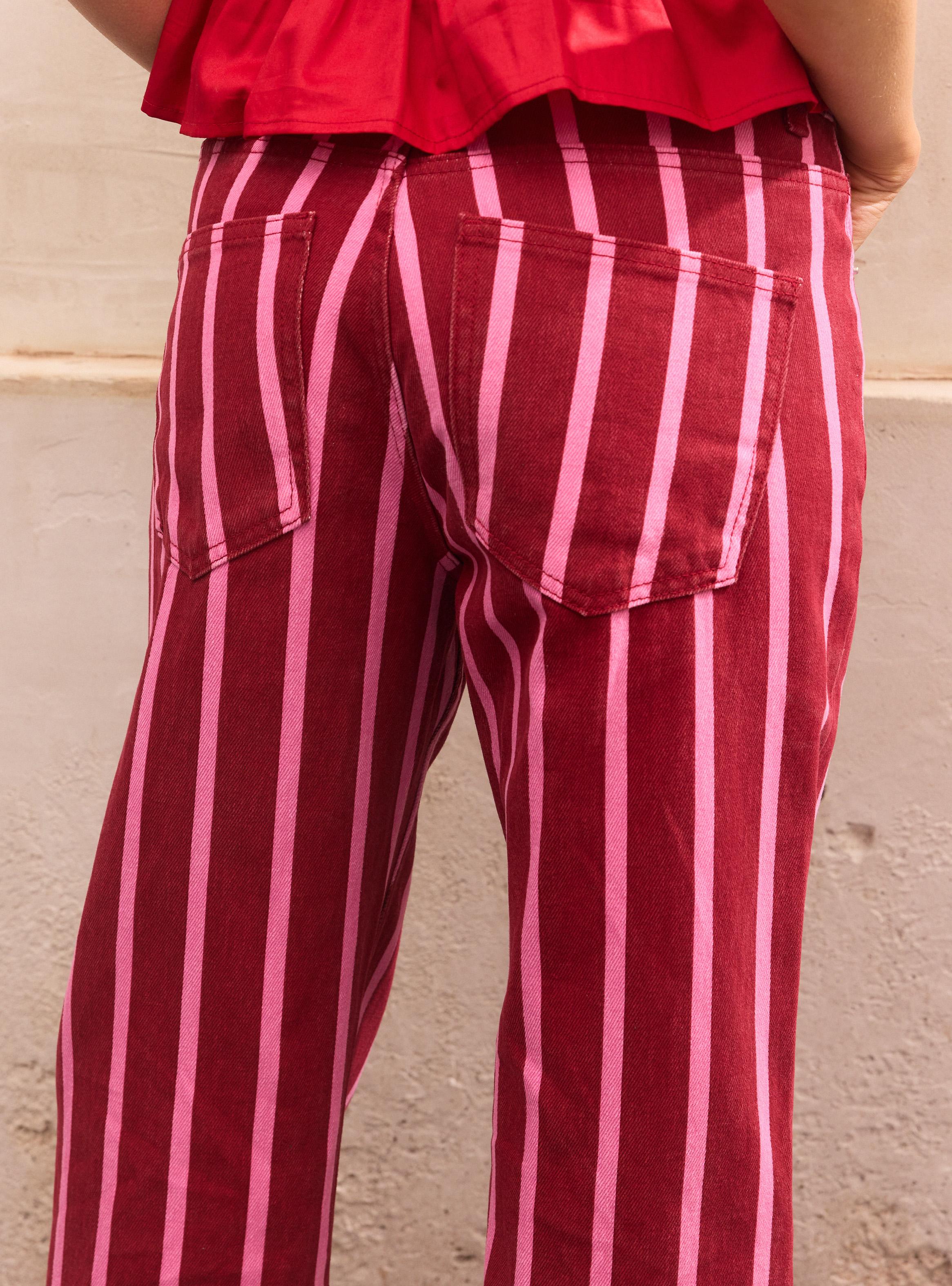 Jeans Straight Tiro Alto Rayado-3