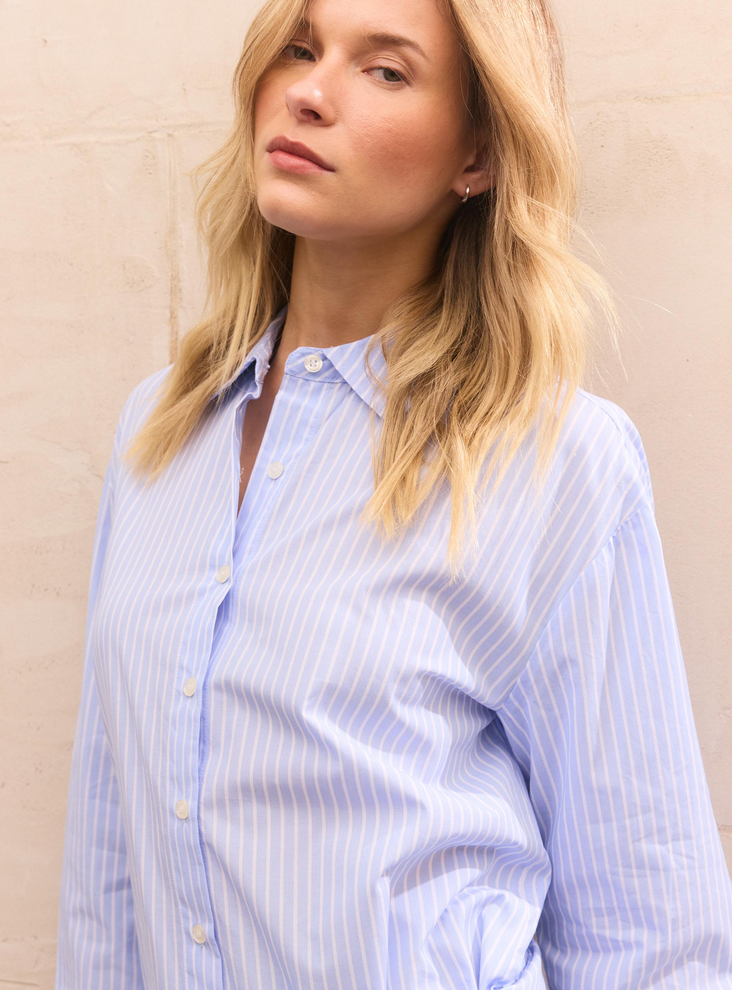 Blusa Camisera Rayada con Amarra Lateral-2