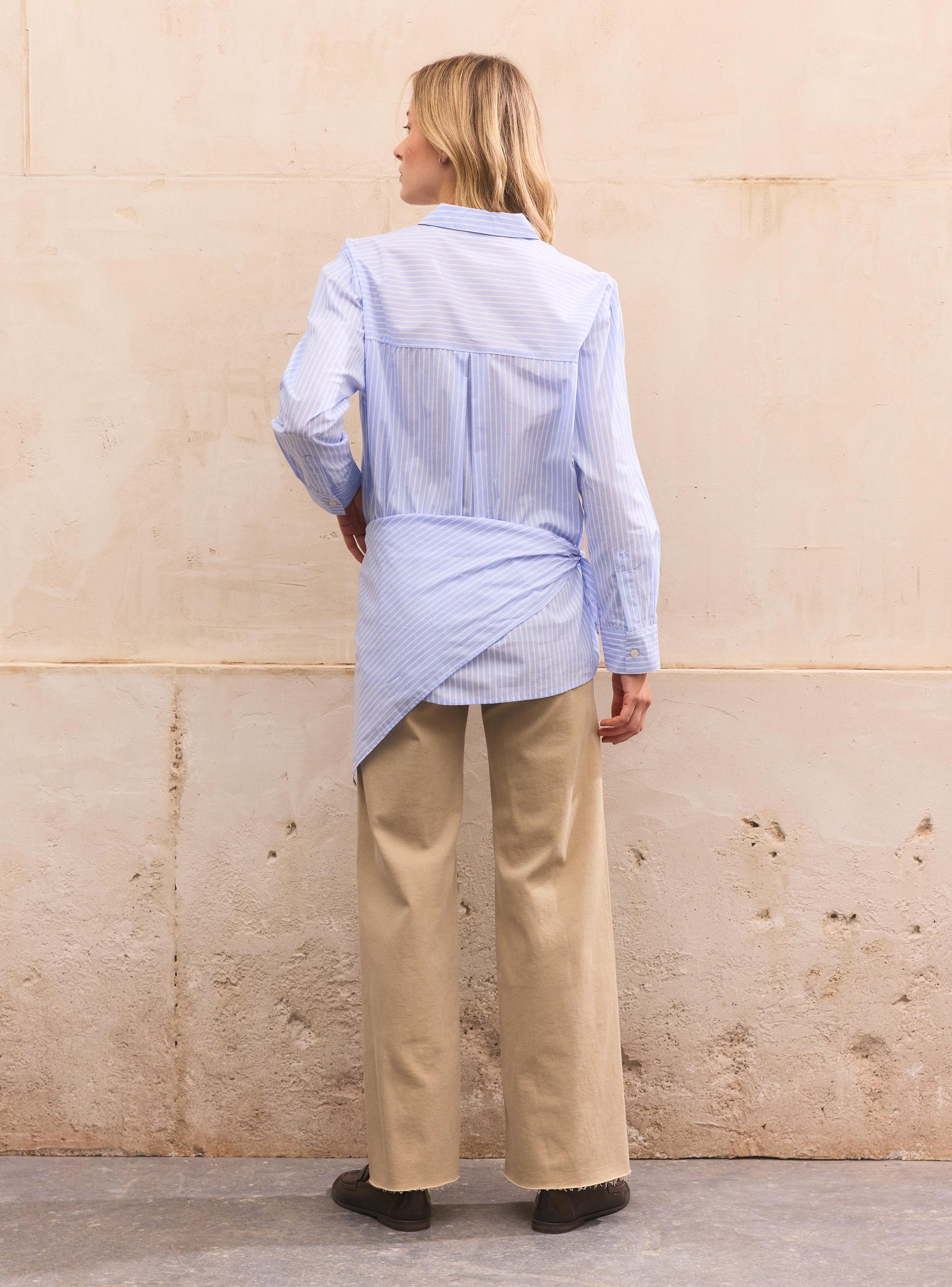 Blusa Camisera Rayada con Amarra Lateral-5