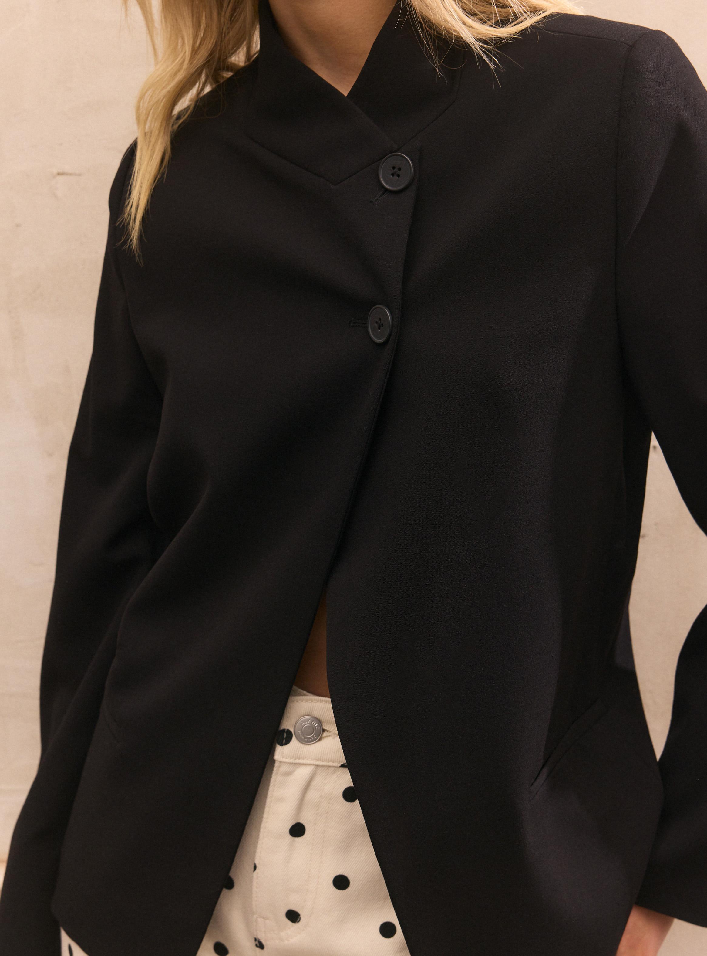 Blazer Cuello Alto Cruzado con Botones-3