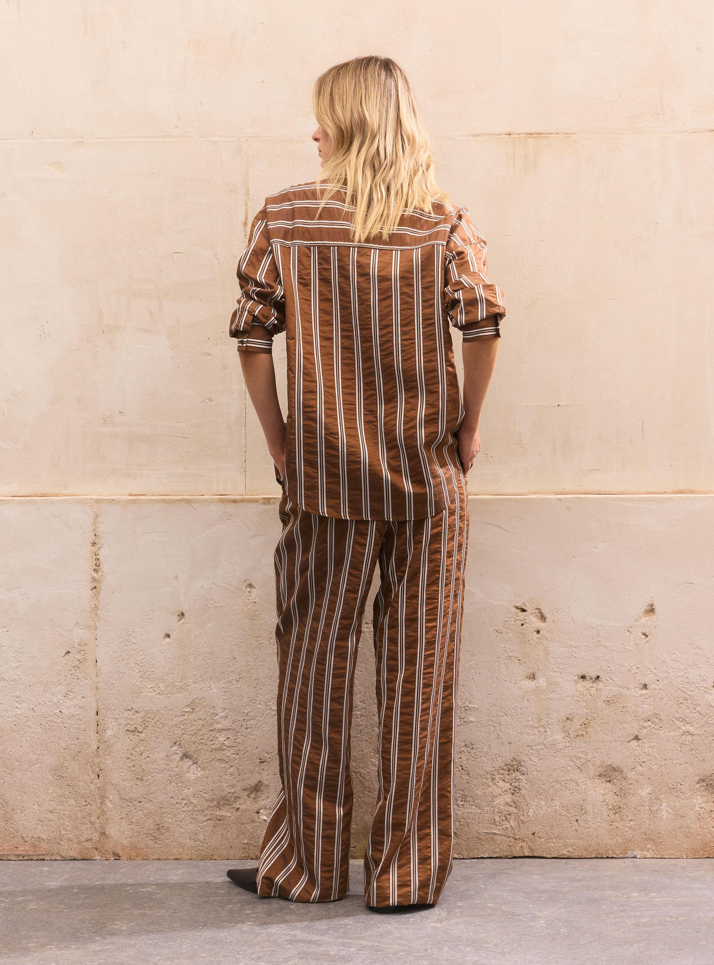 Pantalón Straight Tela Fluida con Rayas-5