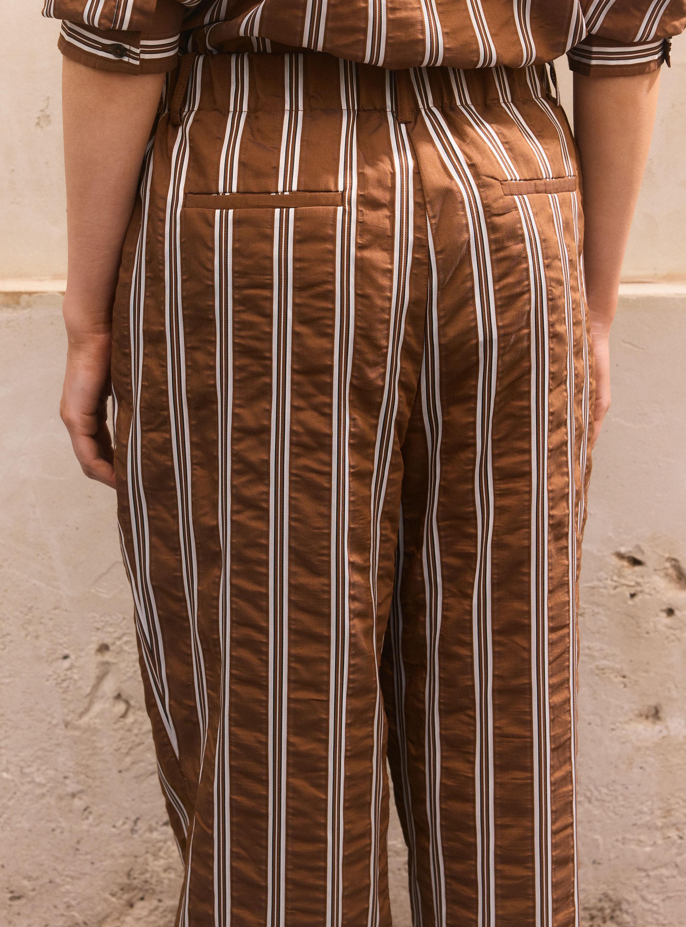 Pantalón Straight Tela Fluida con Rayas-3