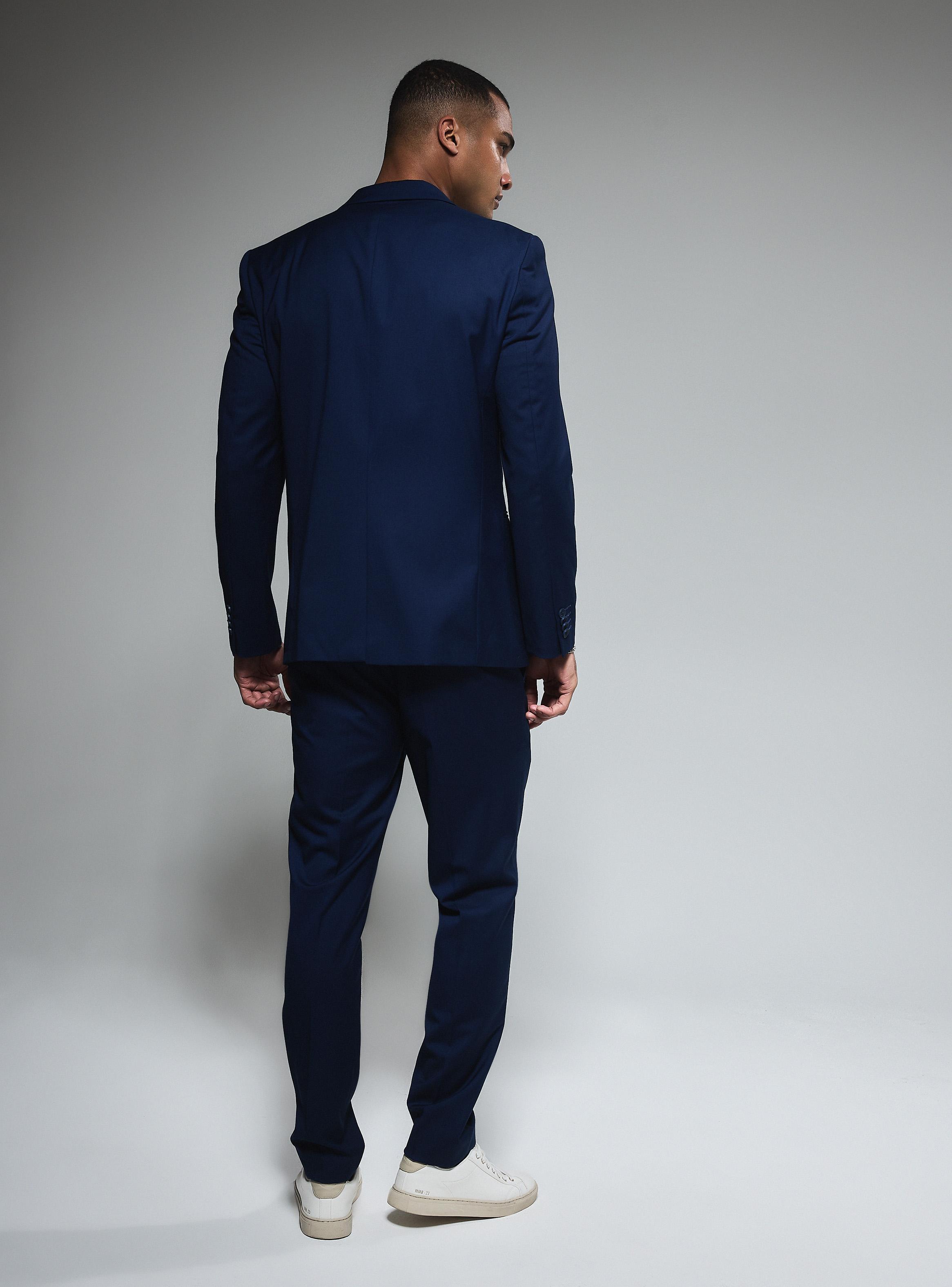 Traje Slim Liso Vivos con Tela Jacquard-5