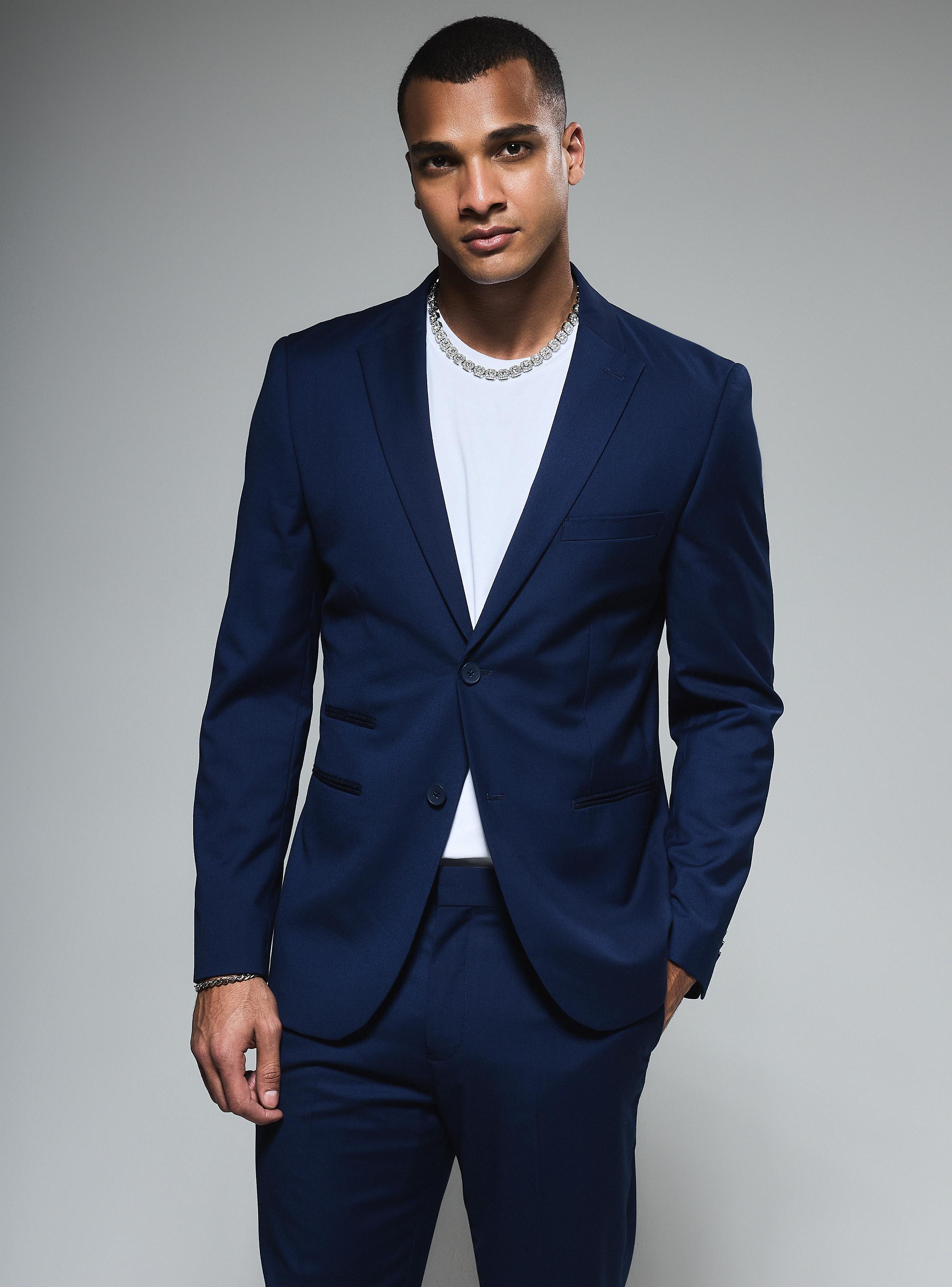Traje Slim Liso Vivos con Tela Jacquard-0