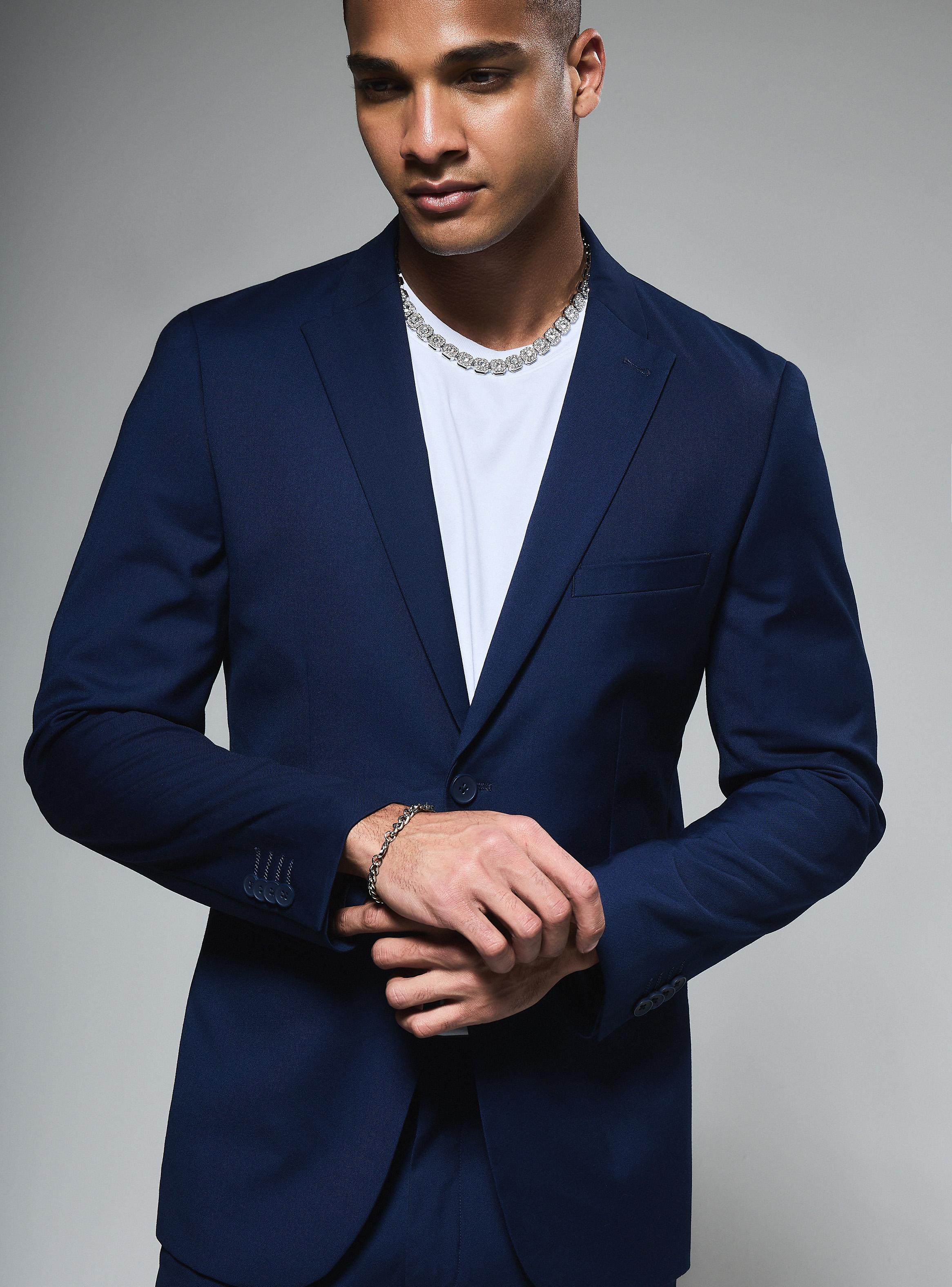 Traje Slim Liso Vivos con Tela Jacquard-2