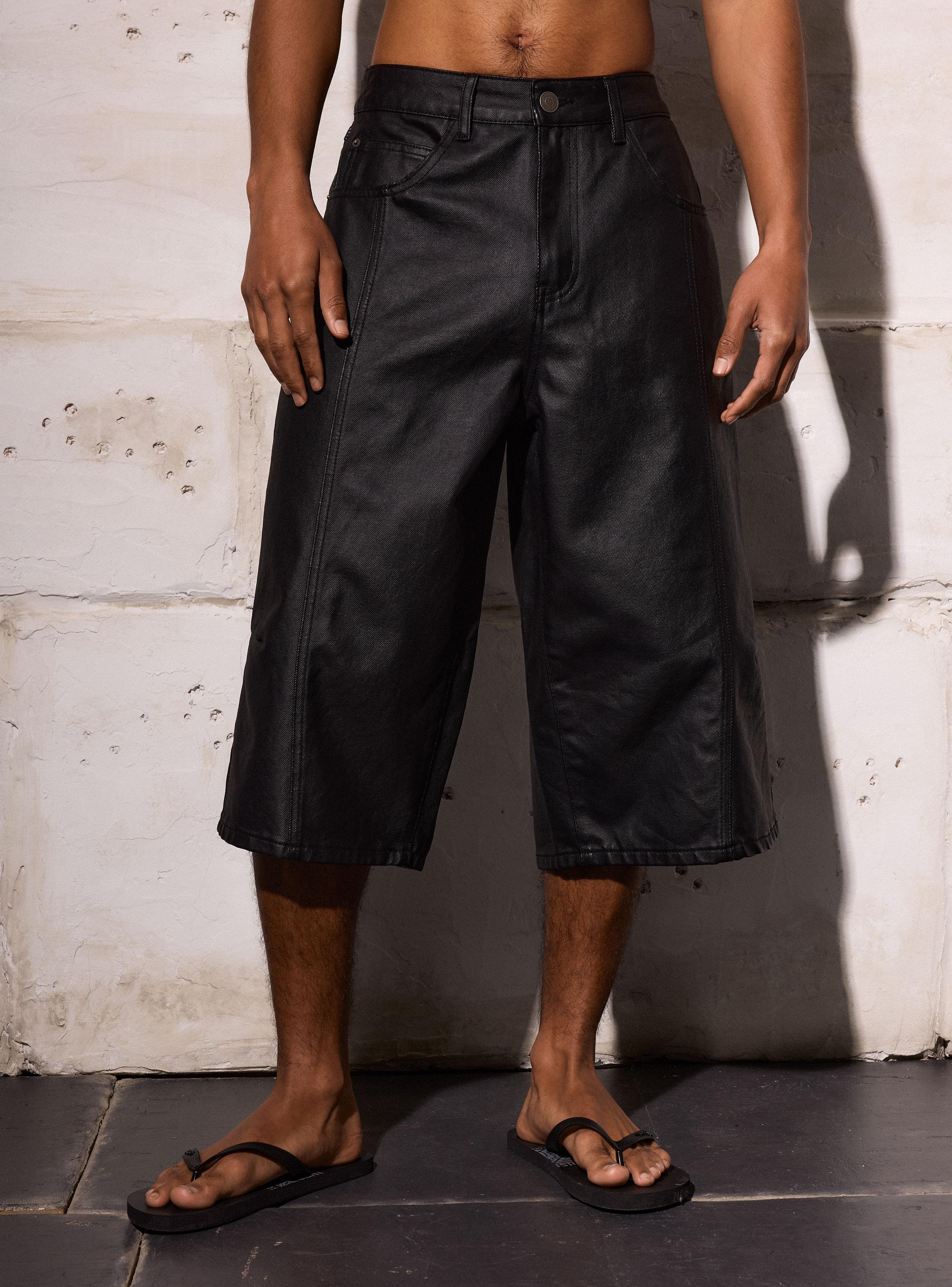 Bermuda Coated Baggy Tiro Medio-0