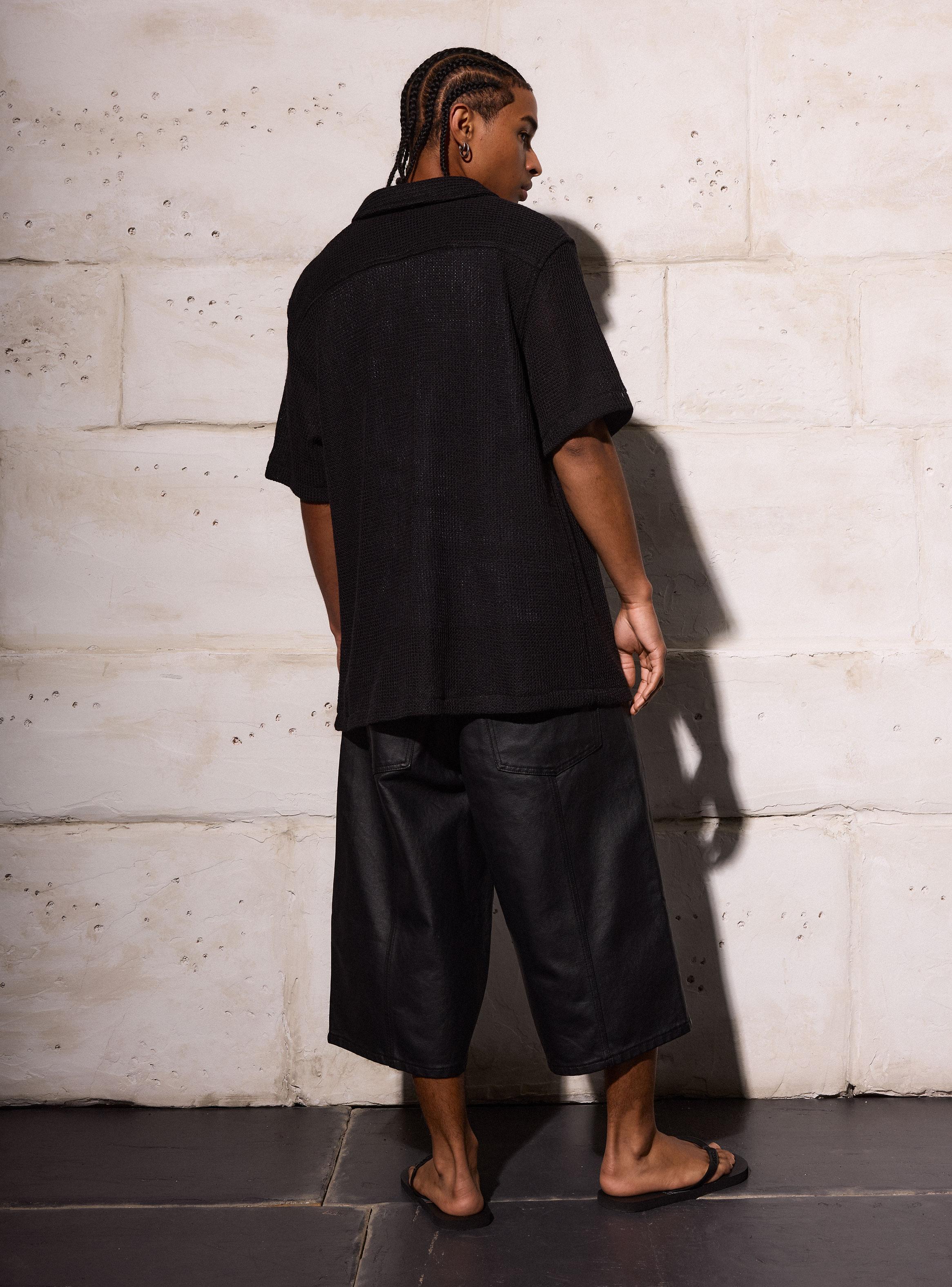 Bermuda Coated Baggy Tiro Medio-5