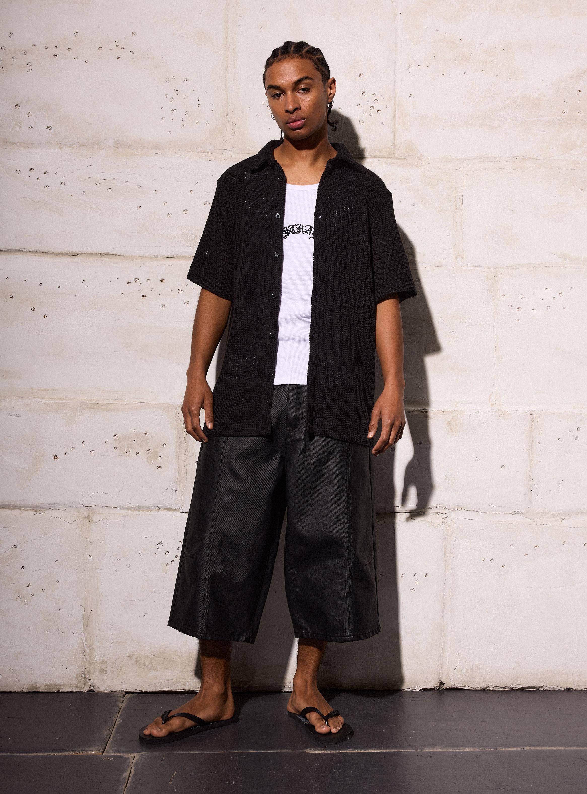 Bermuda Coated Baggy Tiro Medio-4