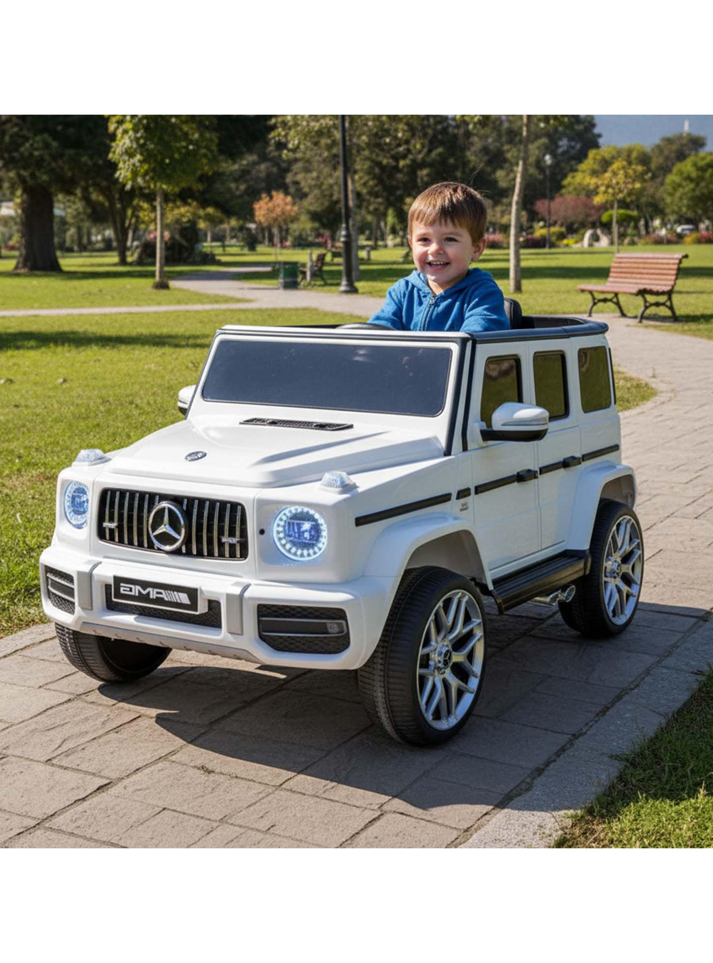 Jeep G63 Batería 12V Licencia Mercedes Benz Blanco-5
