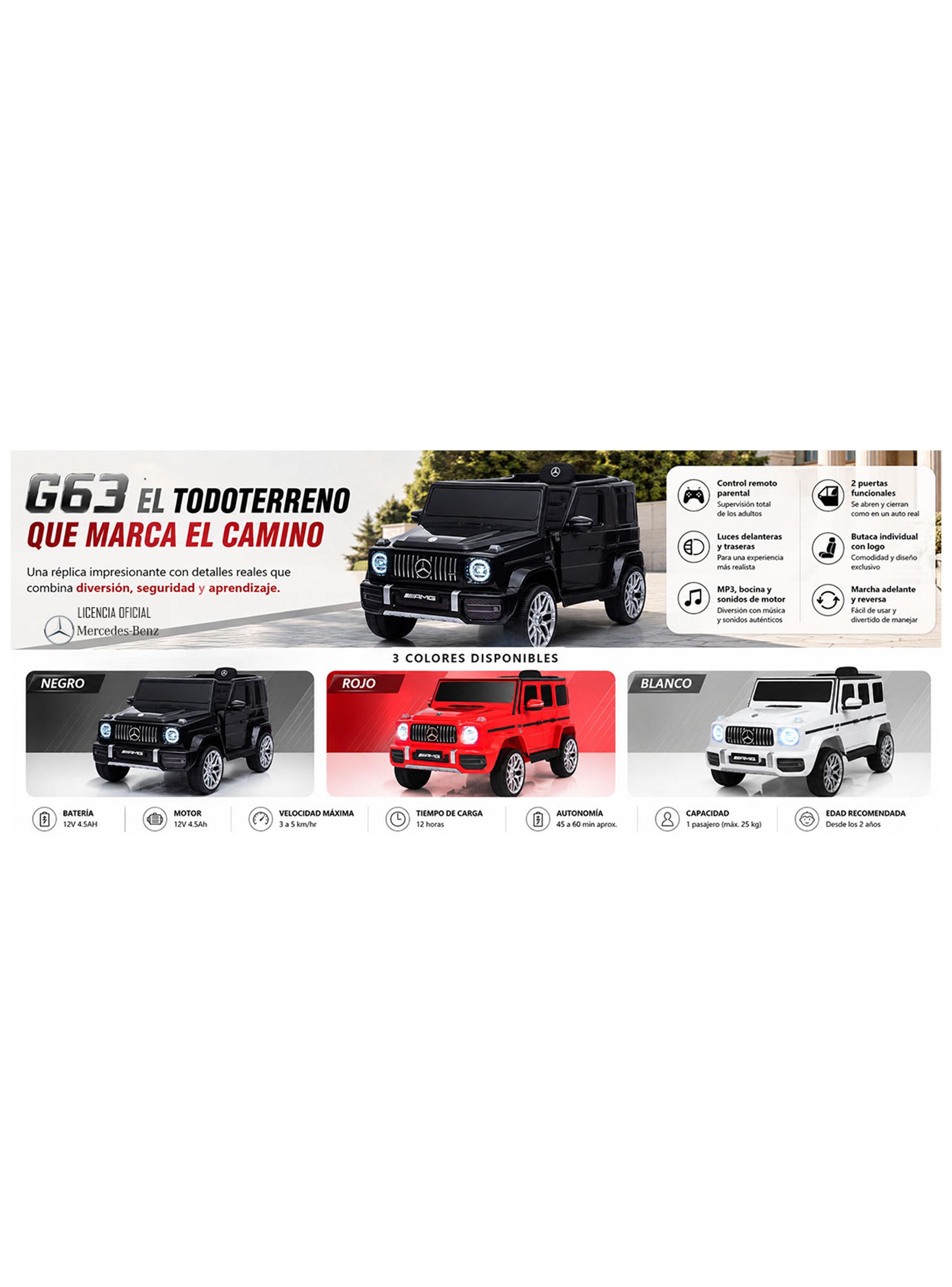Jeep G63 Batería 12V Licencia Mercedes Benz Blanco-3