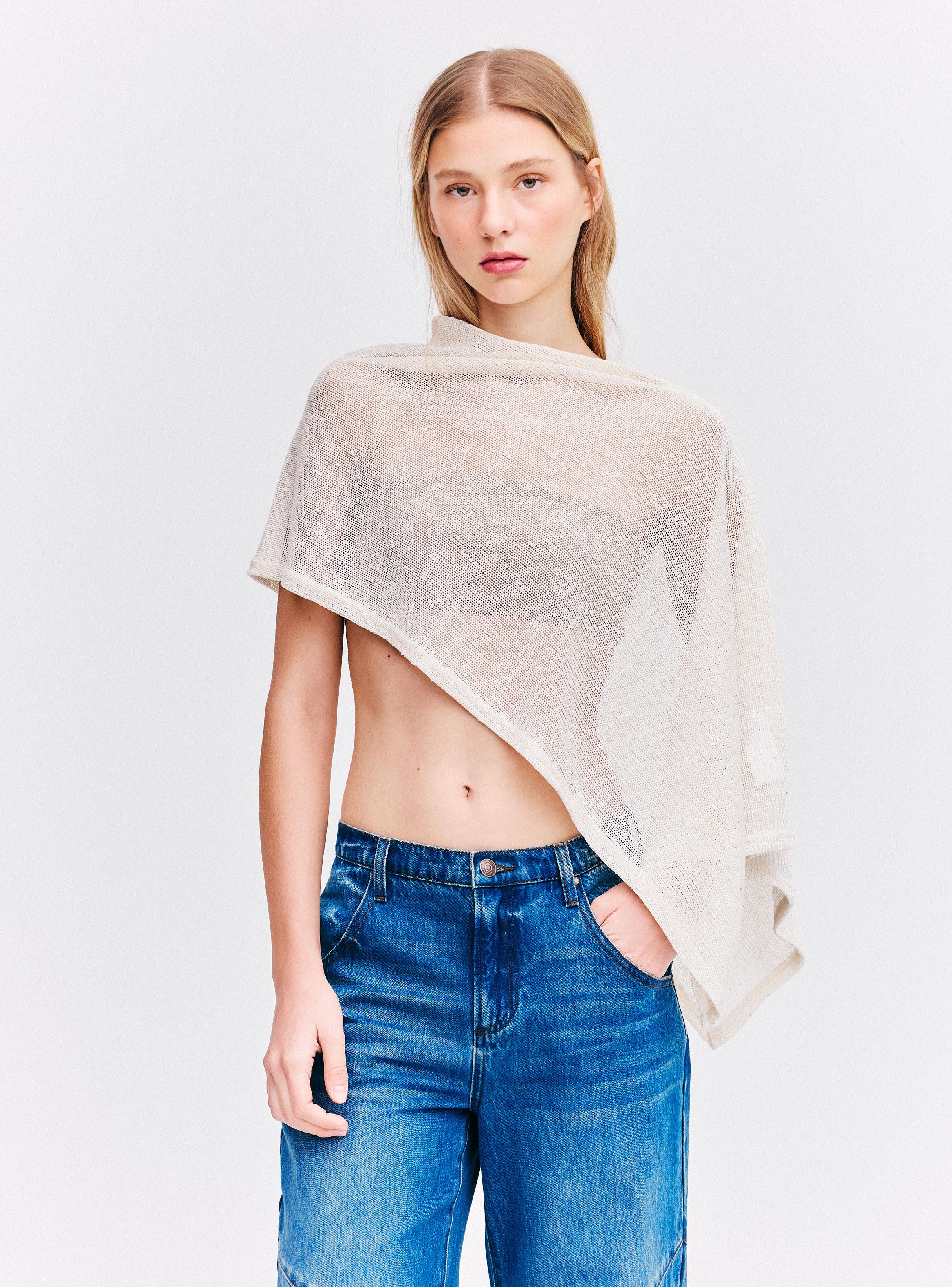 Polera Capa Asimétrica con Lurex-0