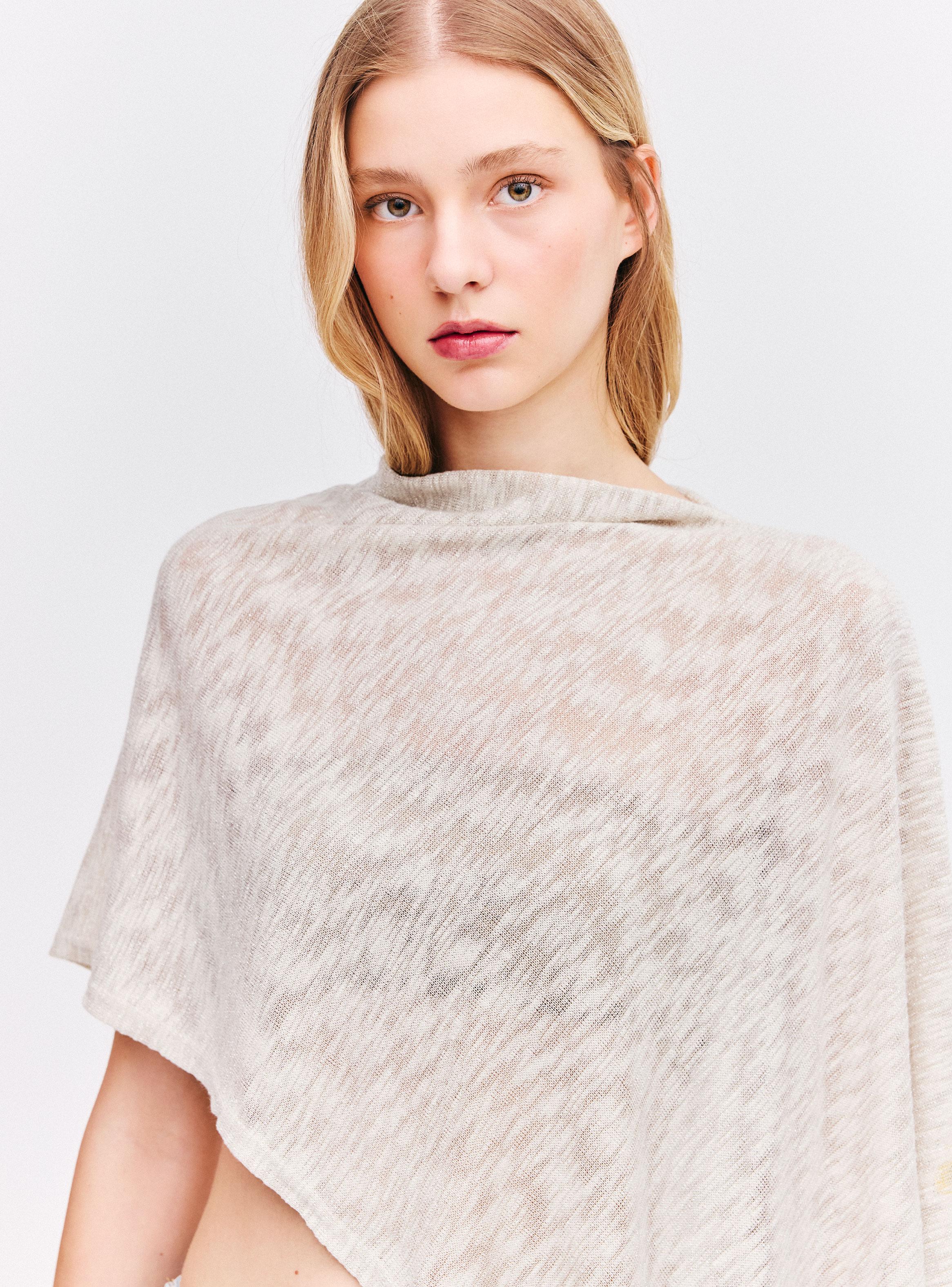 Polera Poncho Jaspeada Asimétrica-2