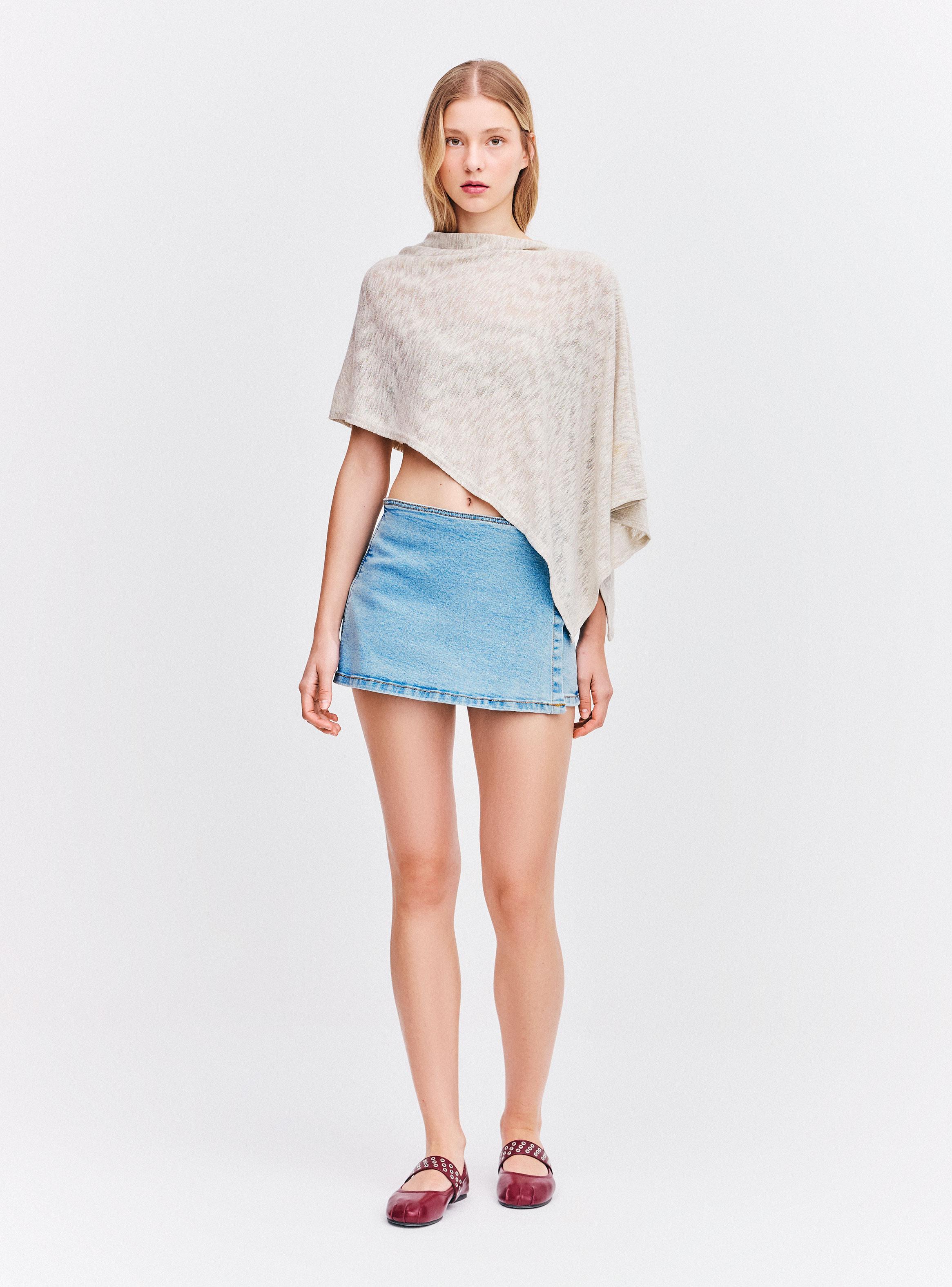 Polera Poncho Jaspeada Asimétrica-4
