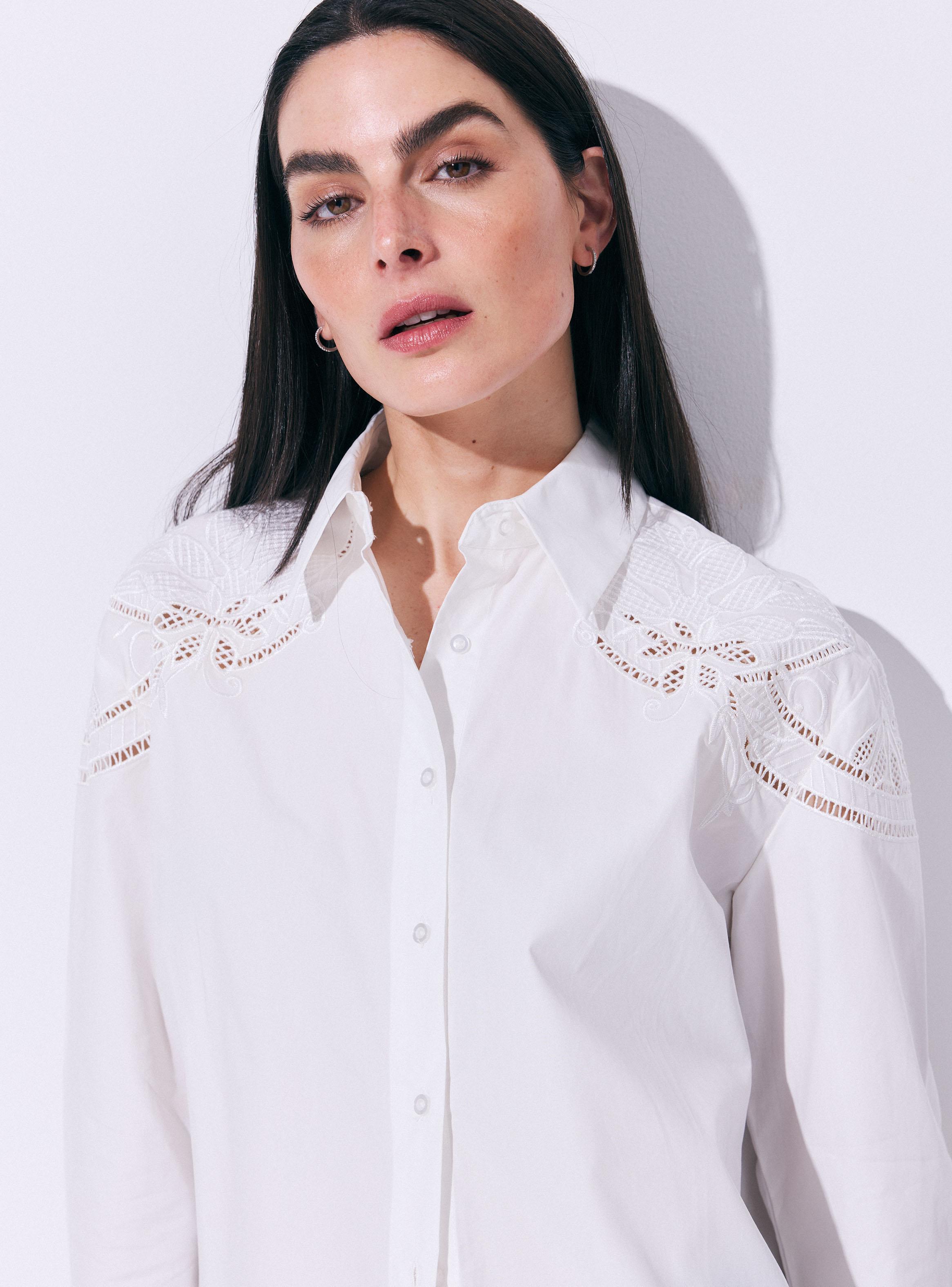 Blusa Cuello Camisero con Bordado Calado-2