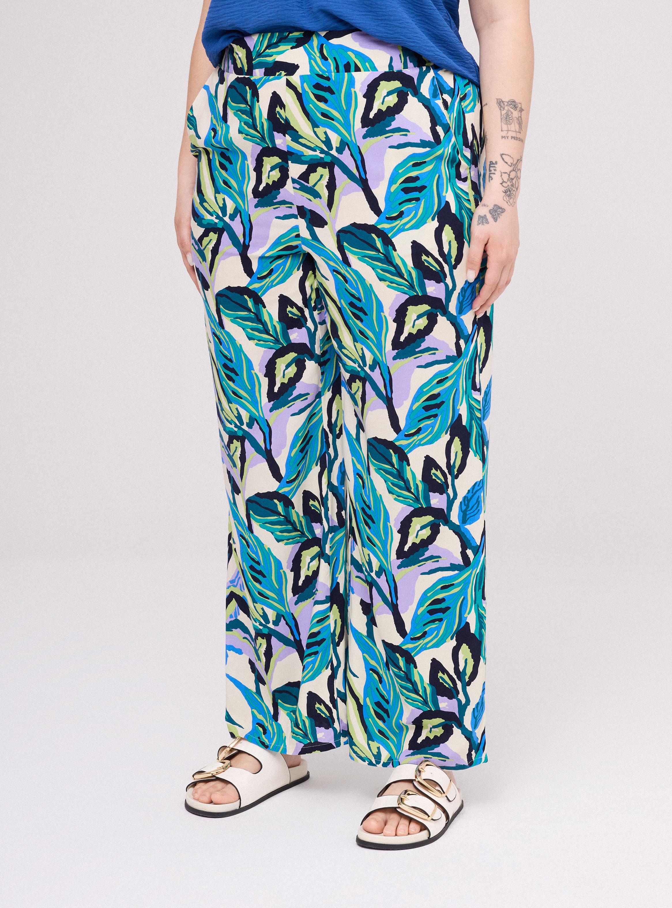 Pantalón Estampado Tiro Alto Wide Leg-0