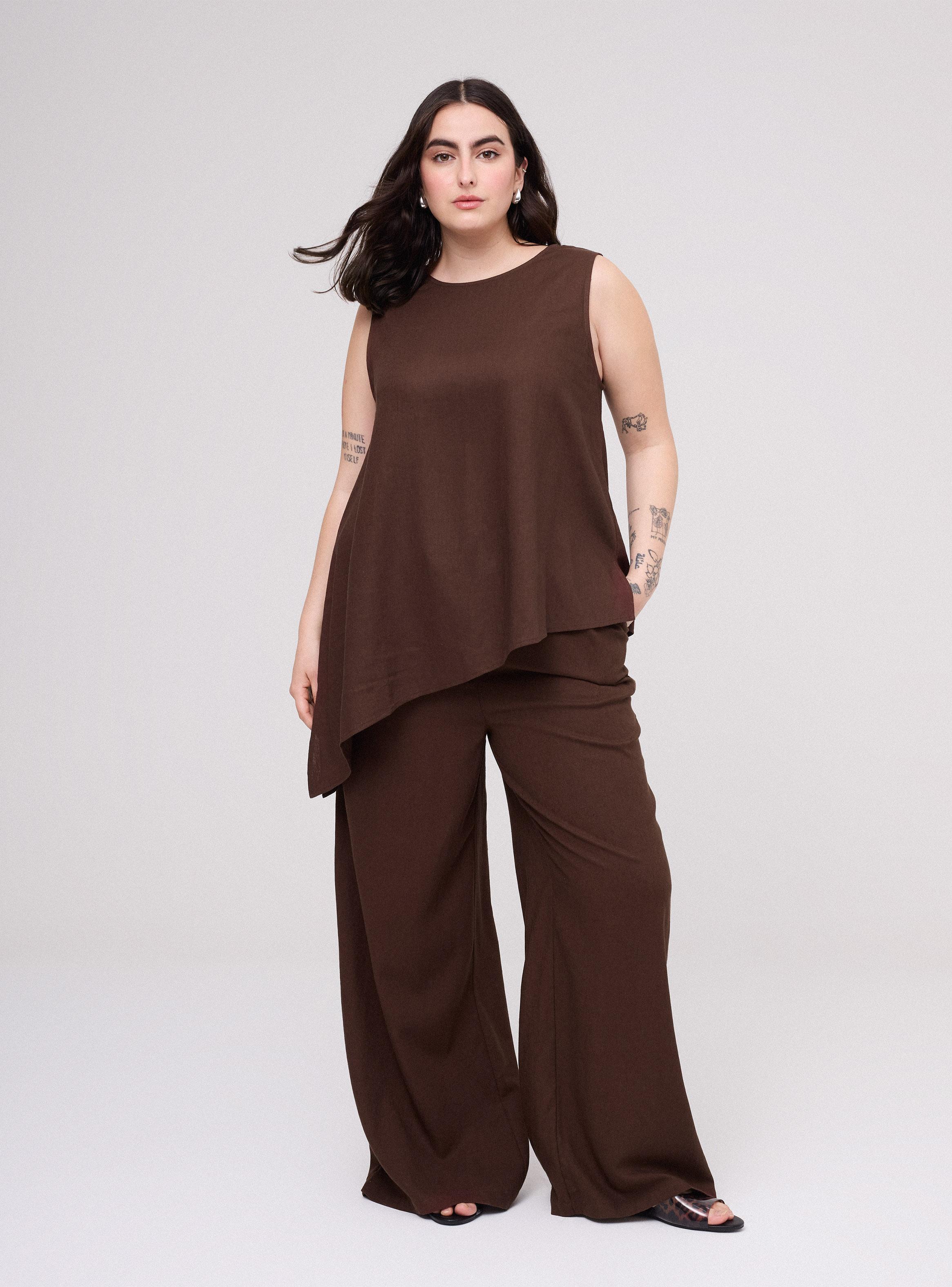 Blusa Cuello Redondo Asimétrica sin Mangas-4