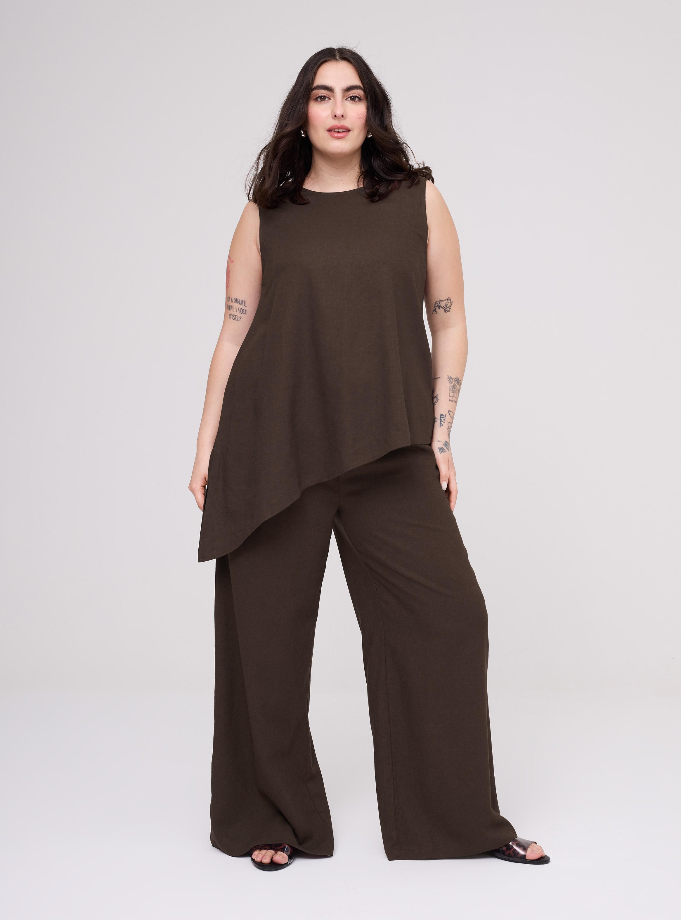 Pantalón Wide Leg Tiro Alto Cordón Ajustable-4