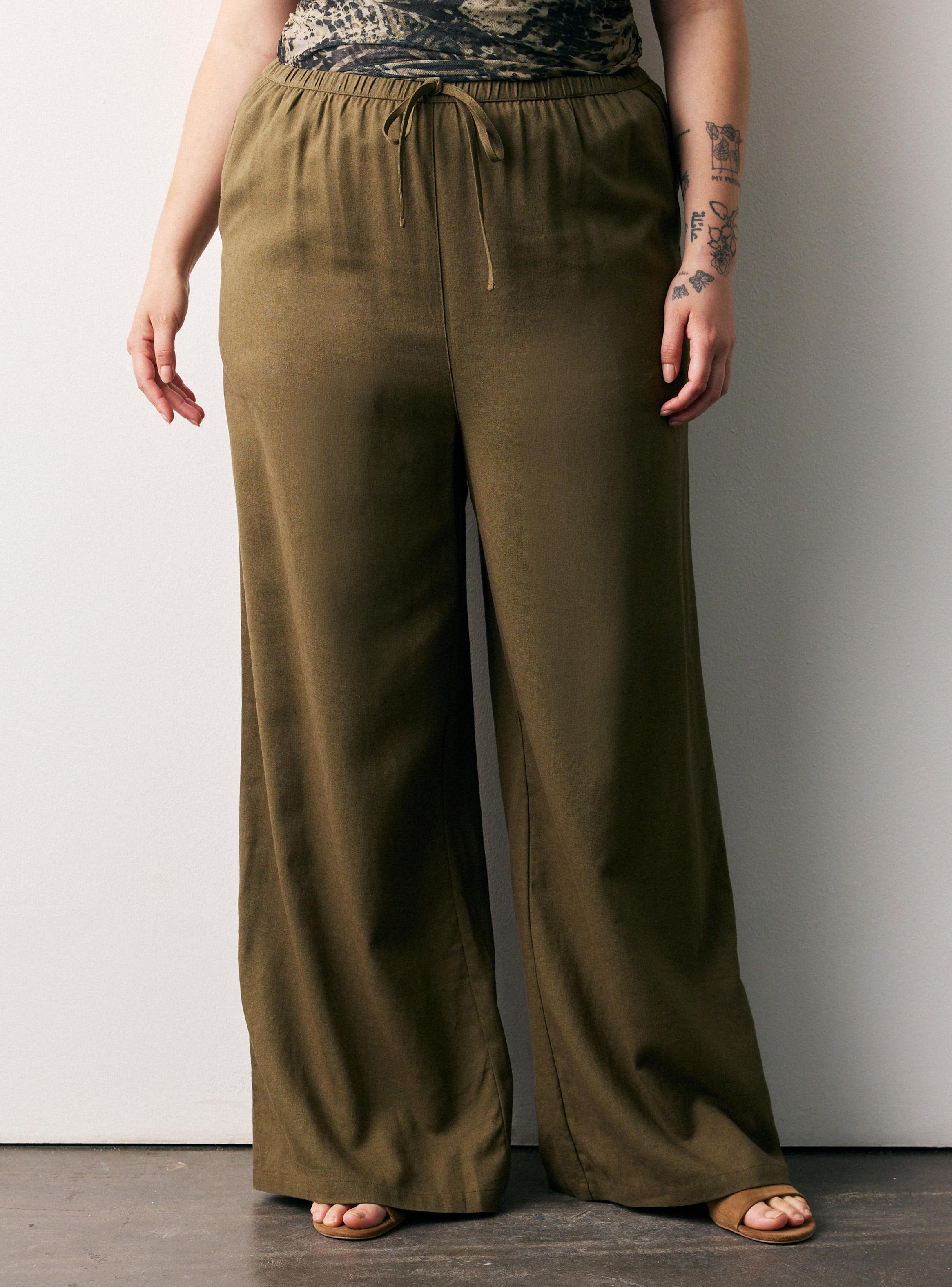Pantalón Wide Leg Tiro Alto Cordón Ajustable-0