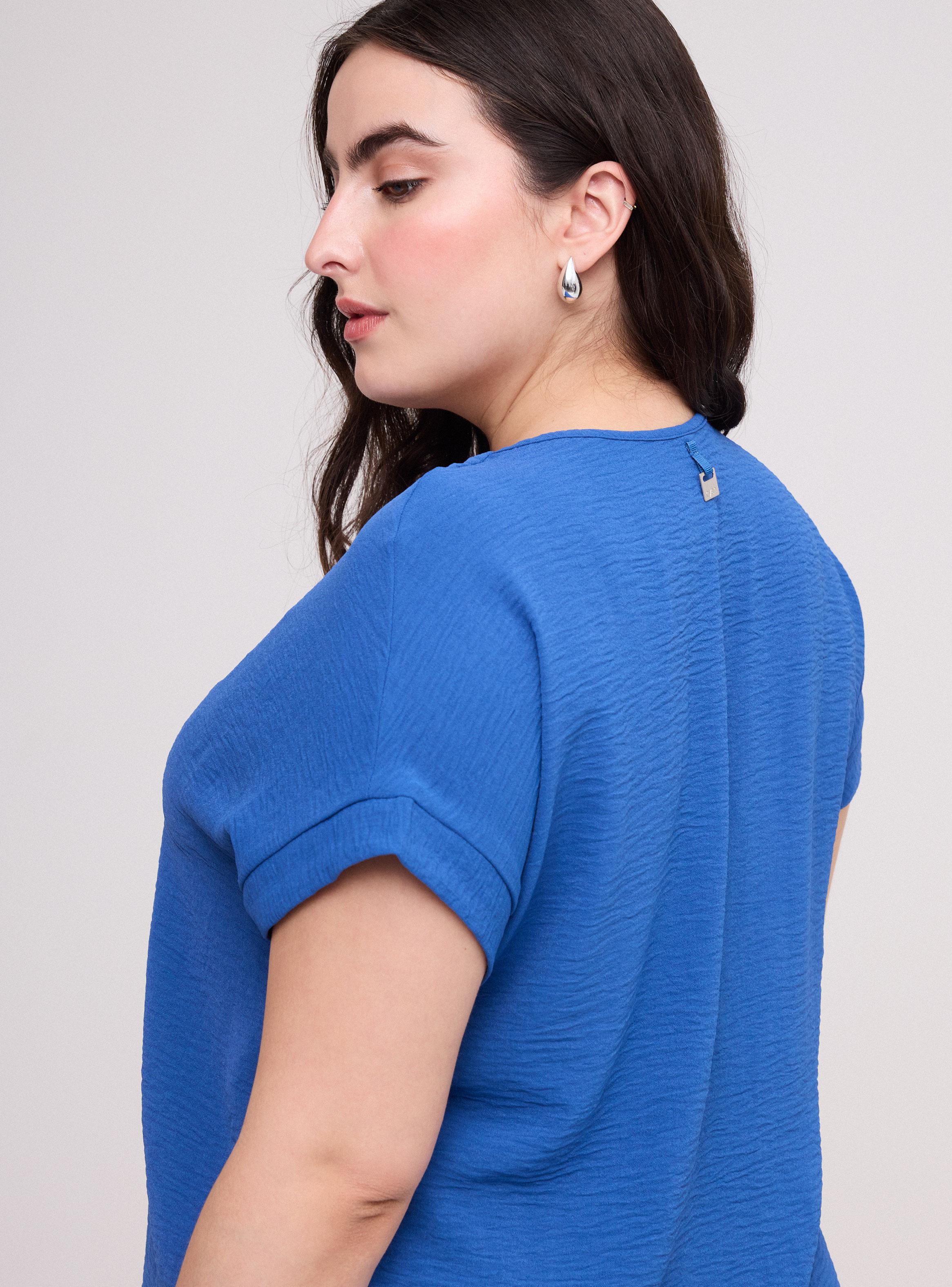 Blusa Cuello V con Pliegue Frontal Manga Corta-3