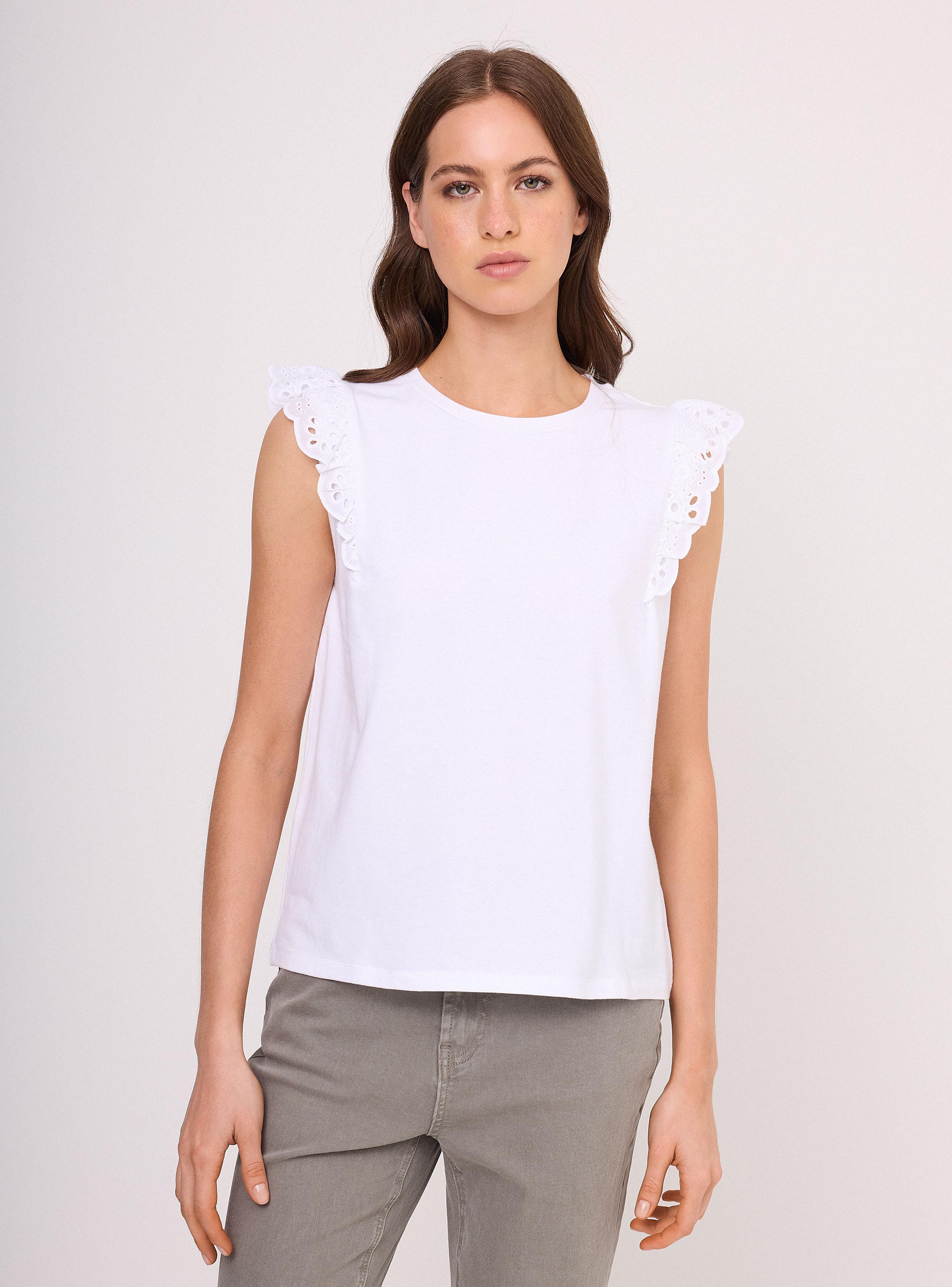 Polera con Detalle de Broderie en Hombro-0