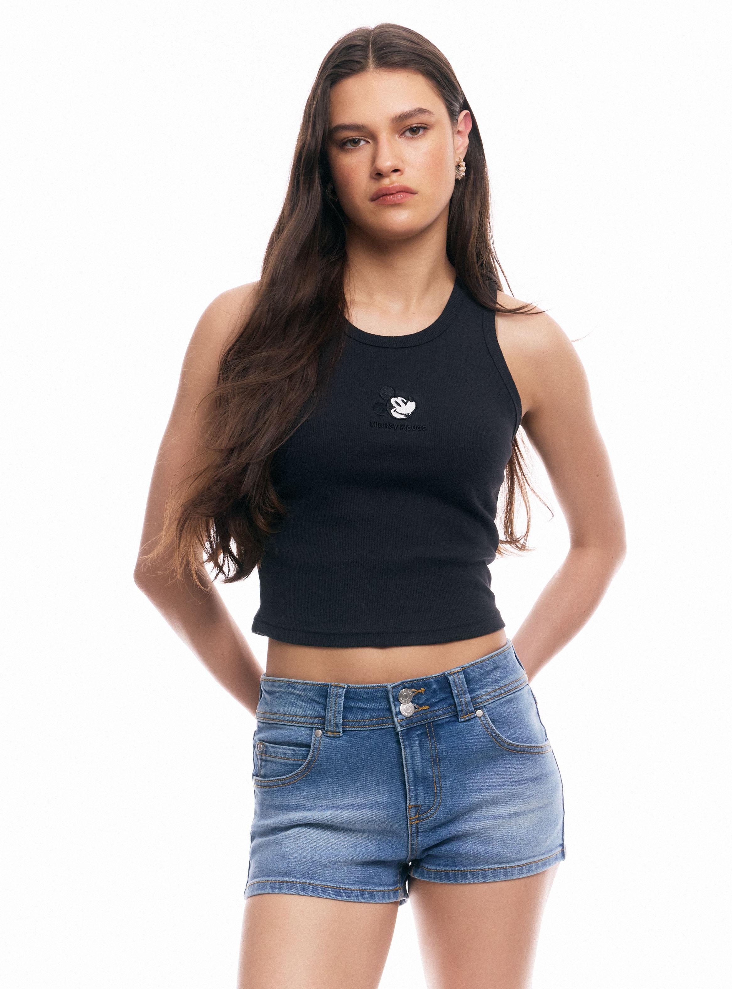 Polera Tank Licencia Mickey Mouse Bordado-0