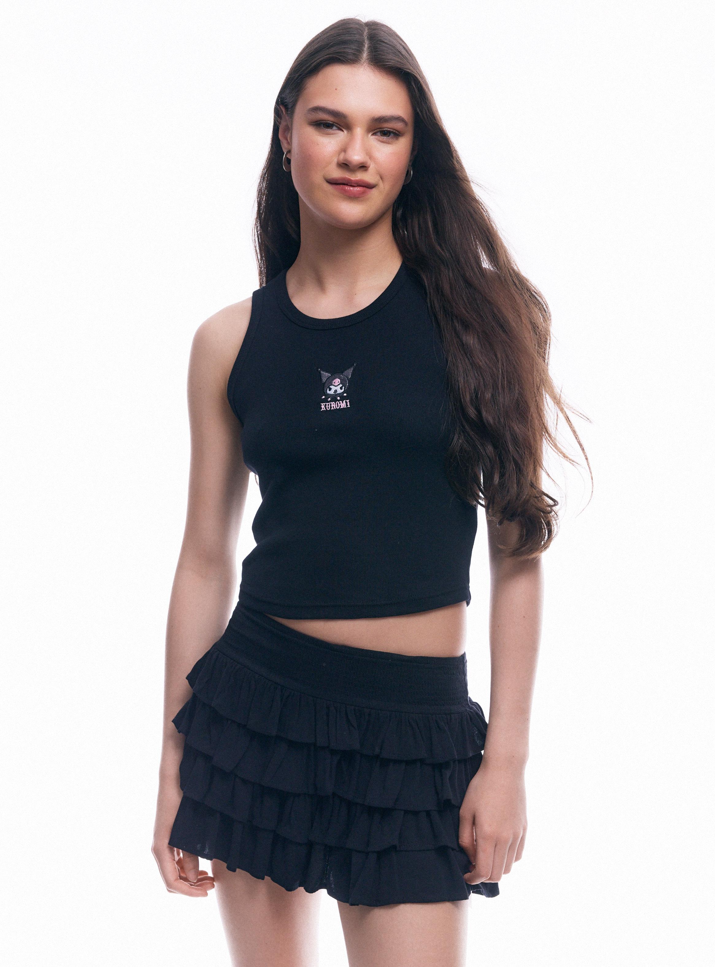 Polera Tank Licencia Kuromi Bordado-0
